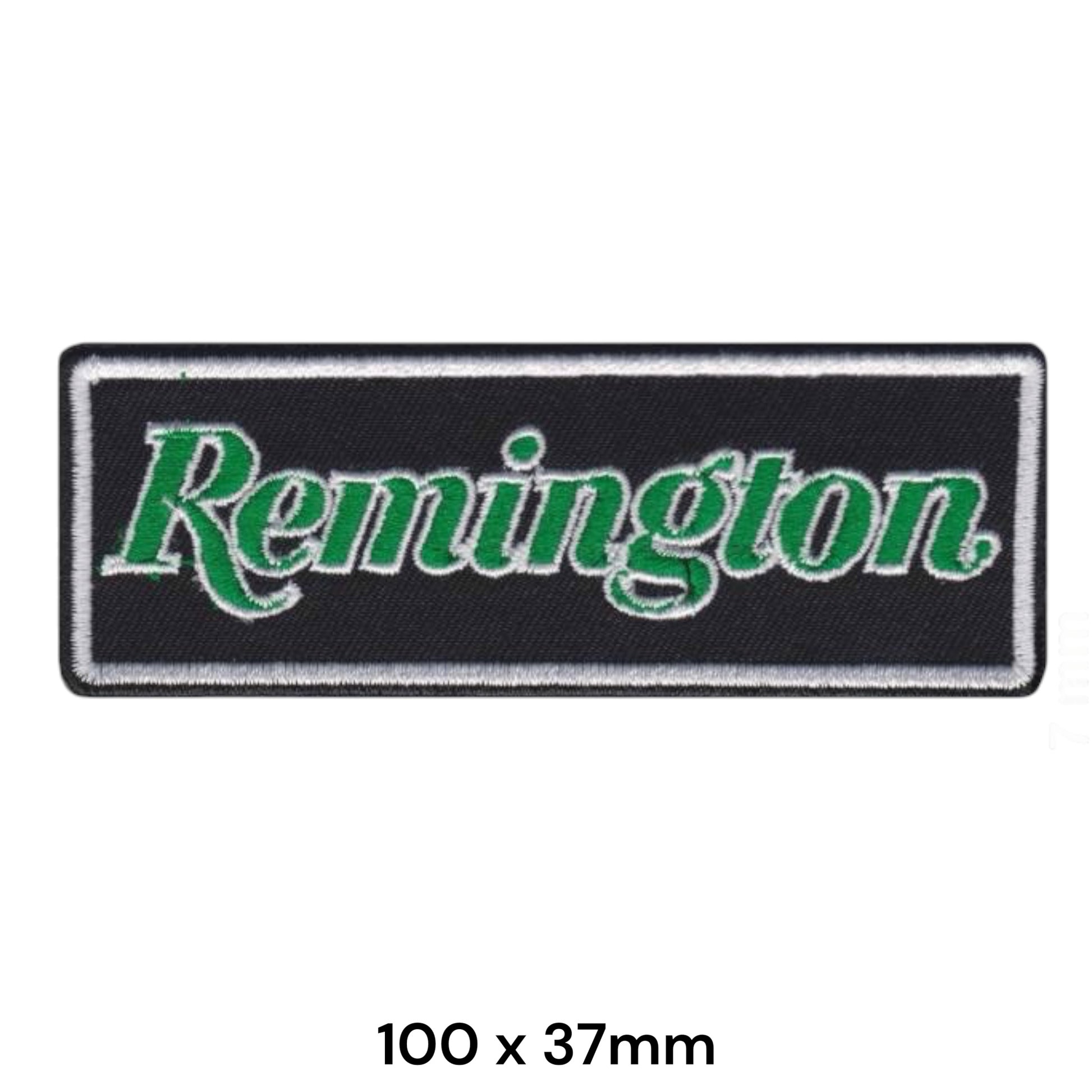 Remington Firearms Logo Embroidered Patch 100x37mm black green white silver