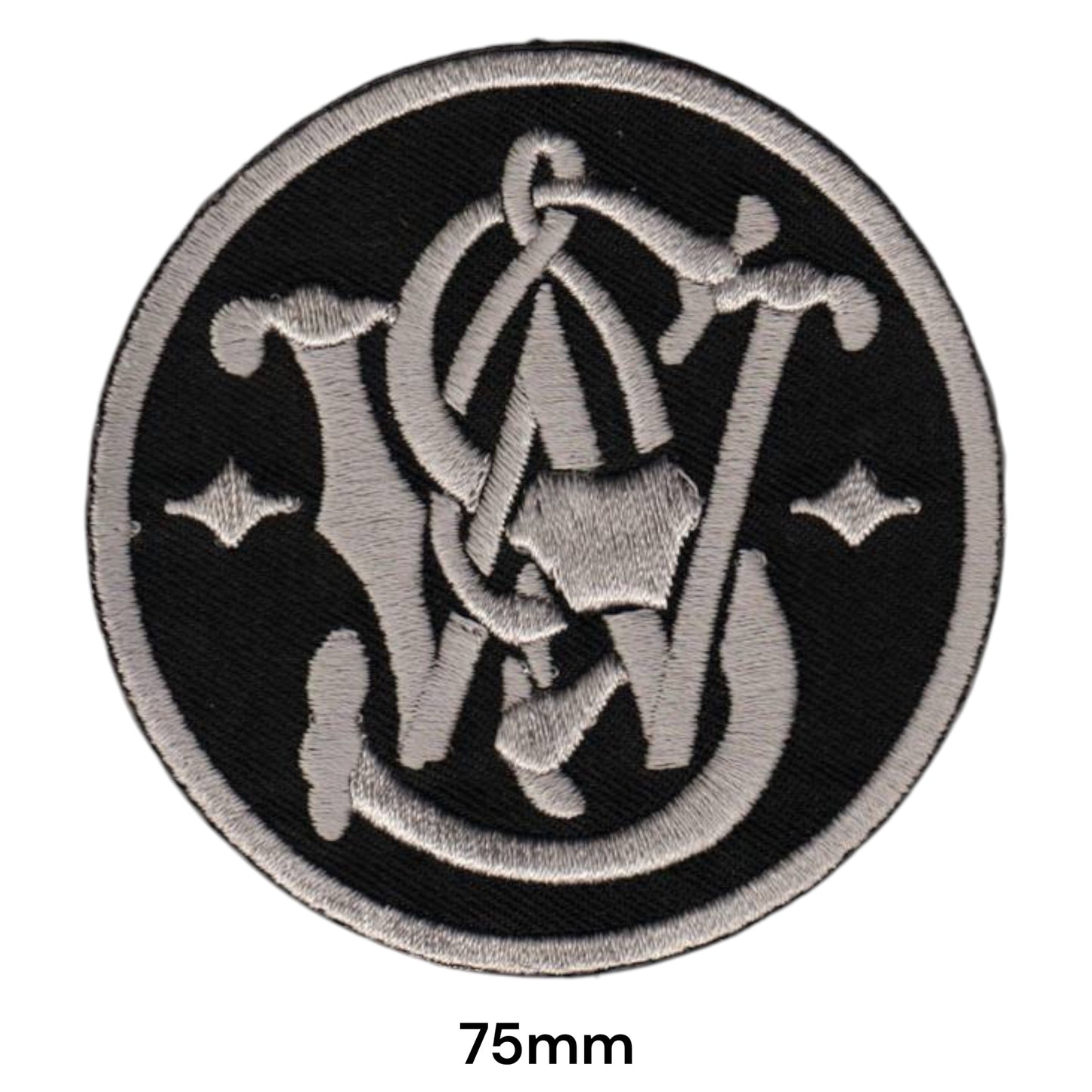 Smith & Wesson S&W Monogram Embroidered Patch 75mm round black silver grey