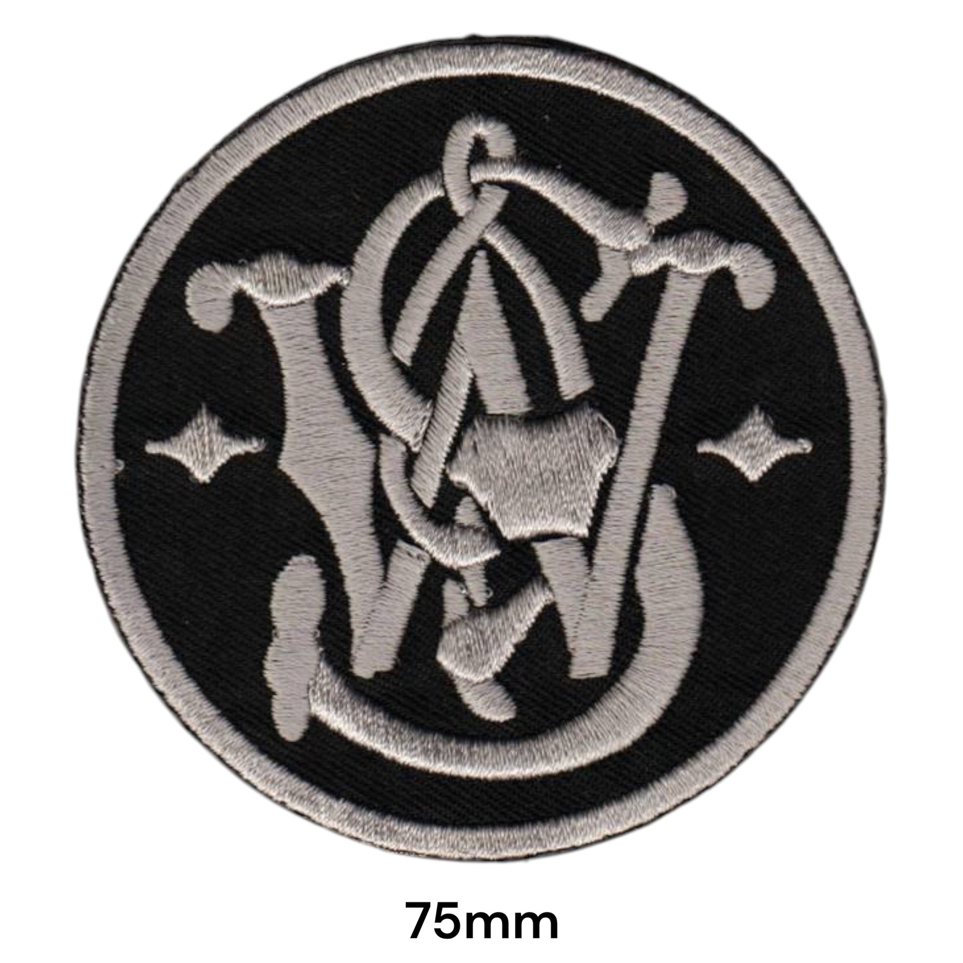 Smith & Wesson S&W Monogram Embroidered Patch 75mm round black silver grey