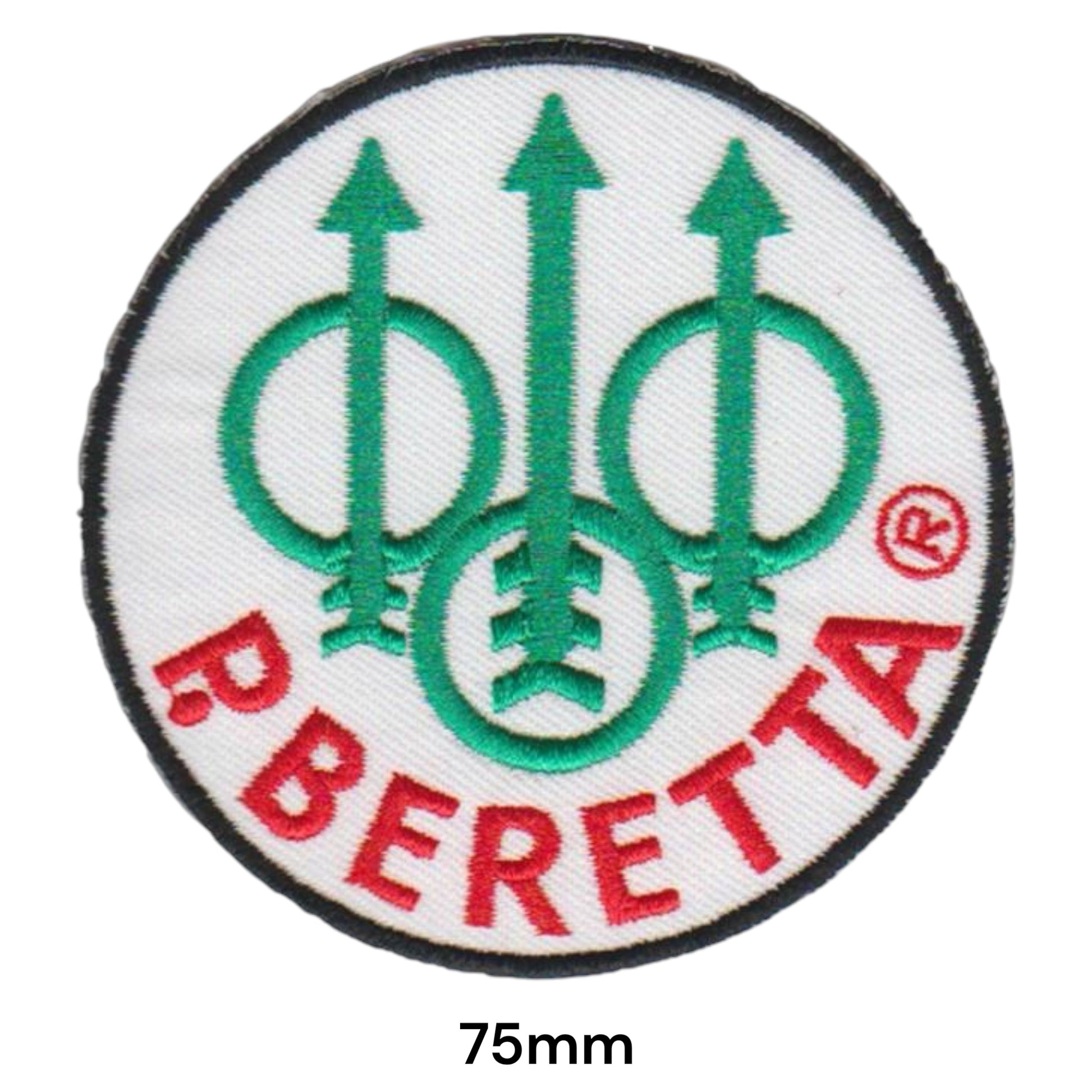 Beretta Firearms Logo Embroidered Patch 75mm round white green red black