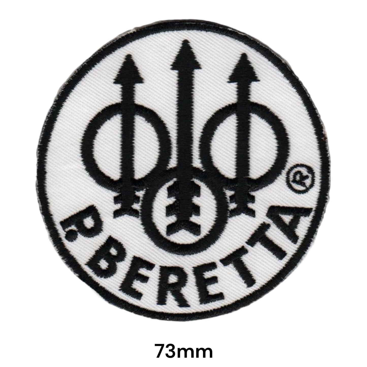 Beretta Firearms Logo Black White Embroidered Patch 73mm round white black