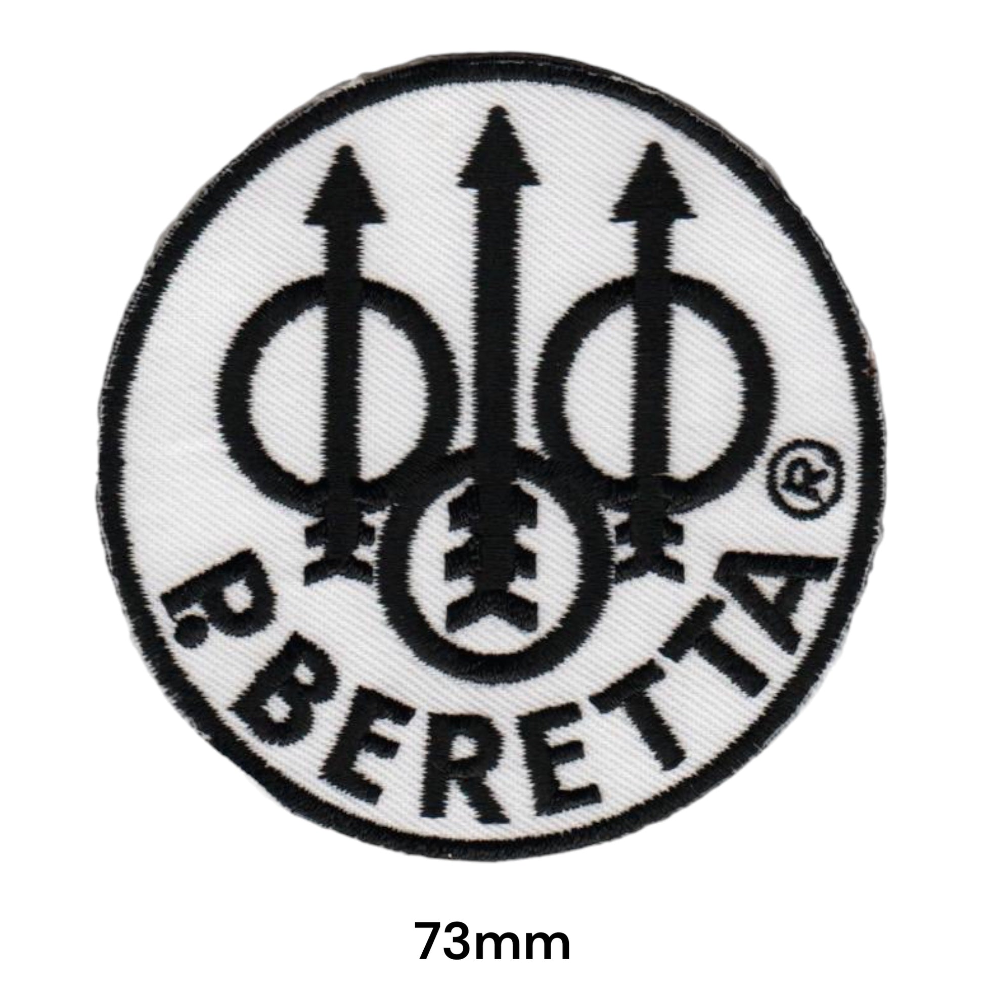Beretta Firearms Logo Black White Embroidered Patch 73mm round white black
