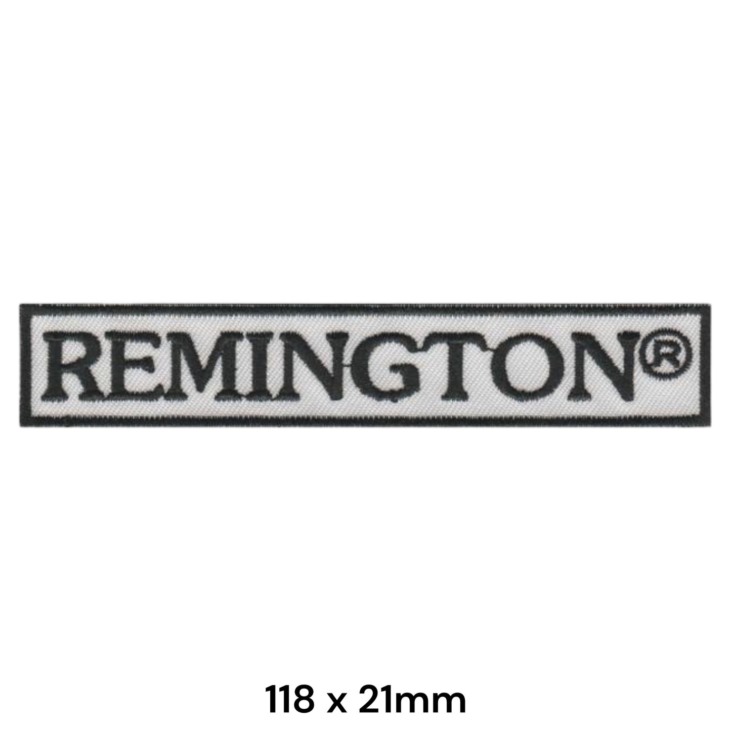 Remington Firearms Logo Strip Embroidered Patch 118x21mm white black