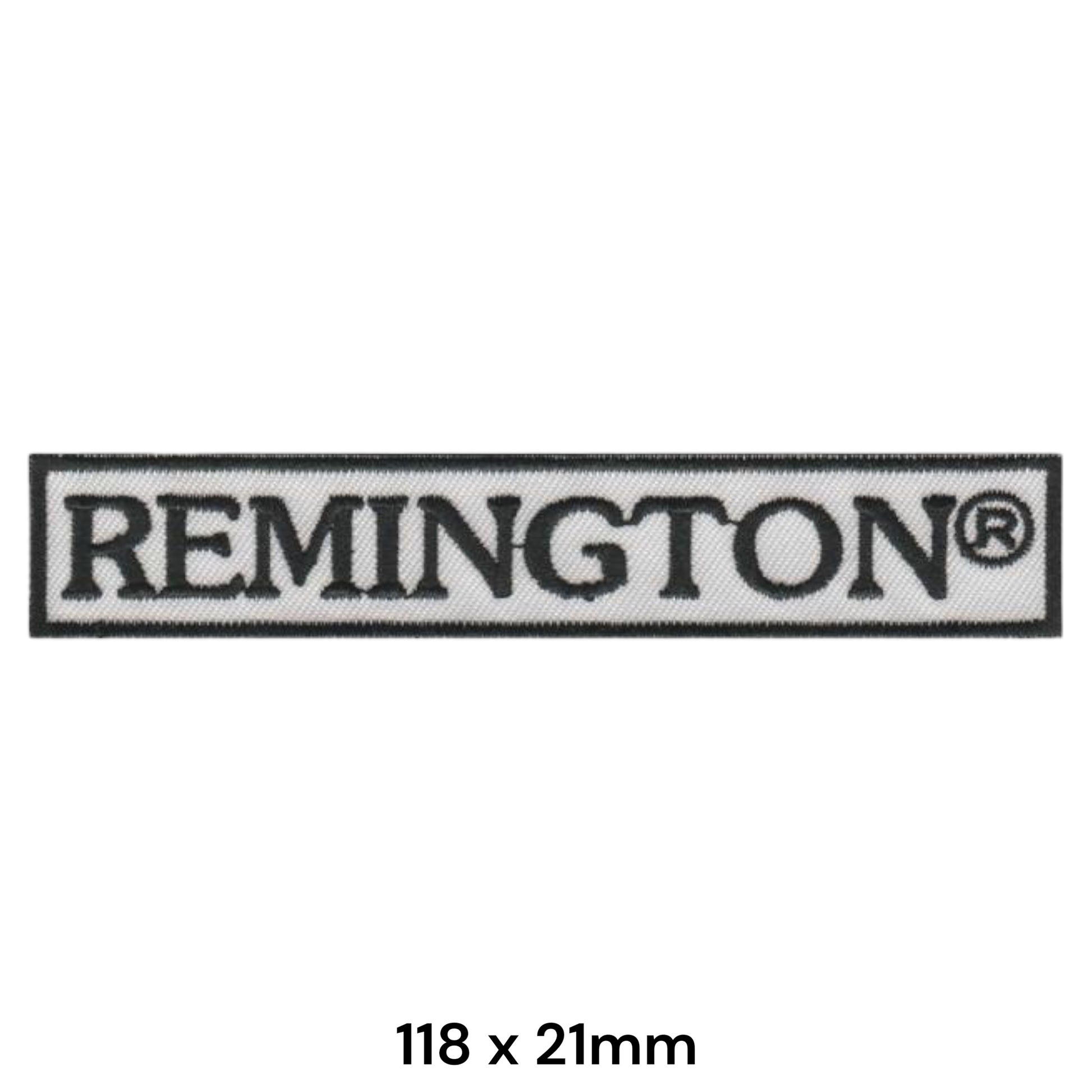 Remington Firearms Logo Strip Embroidered Patch 118x21mm white black