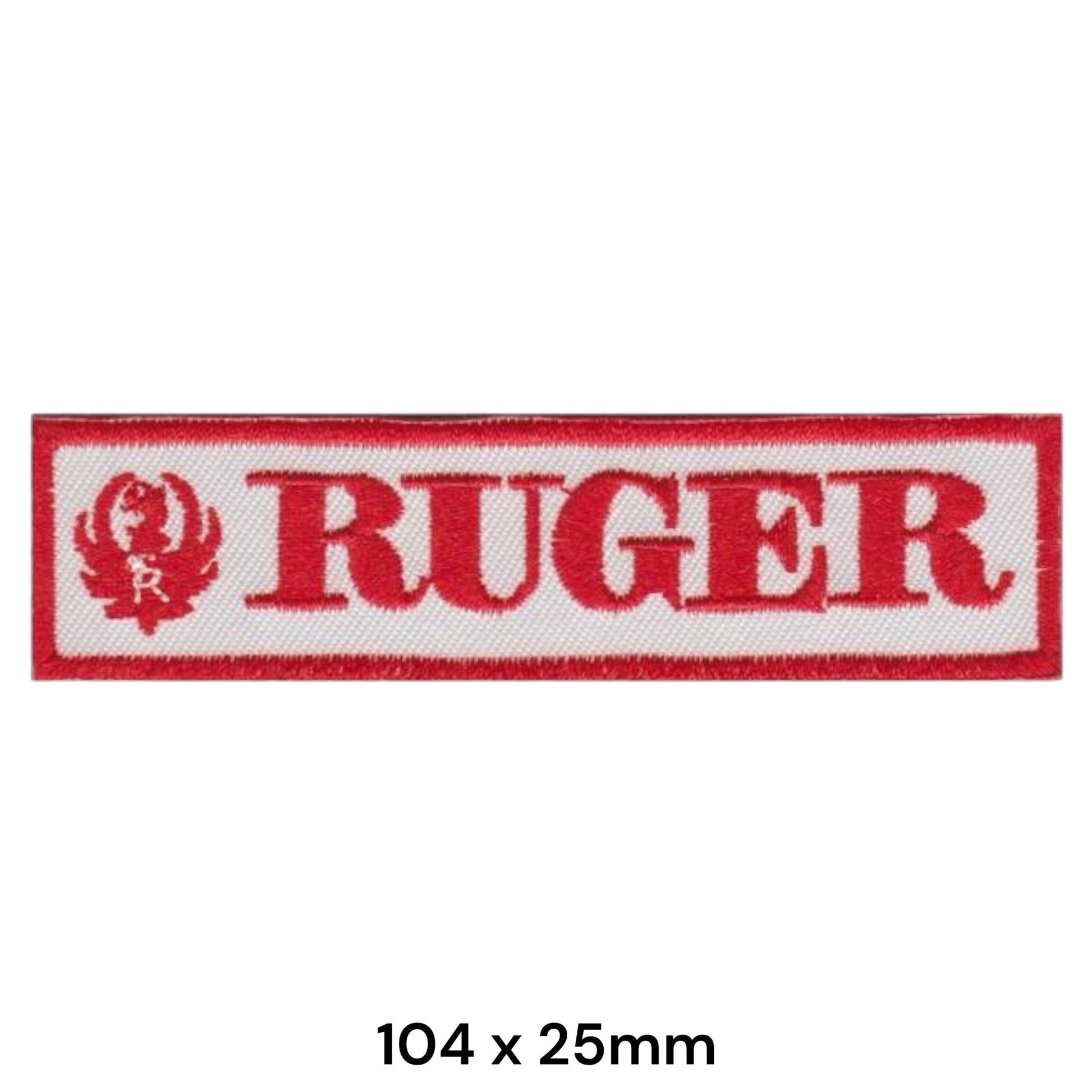 Ruger Logo Strip Embroidered Patch 104x25mm white red