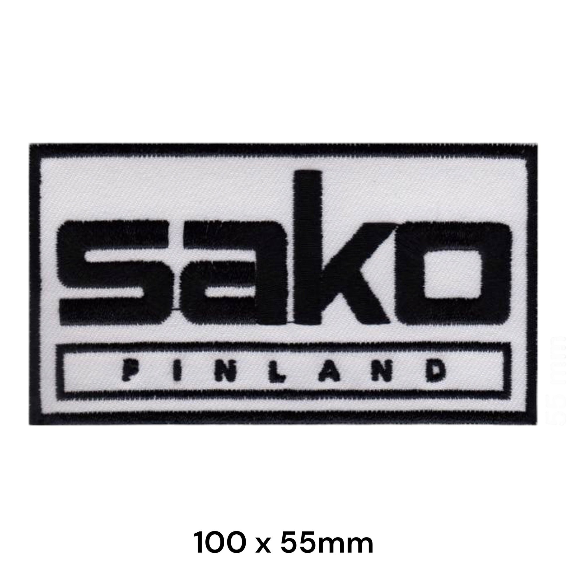 Sako Finland Logo Embroidered Patch 100x55mm white black