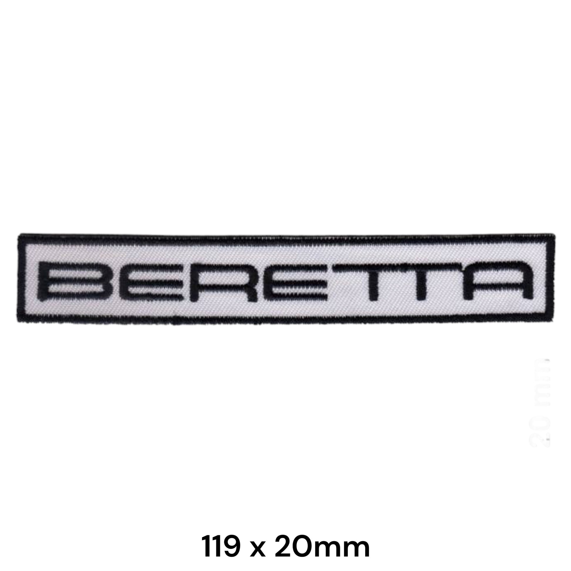 Beretta Wordmark Strip Embroidered Patch 119x20mm white black
