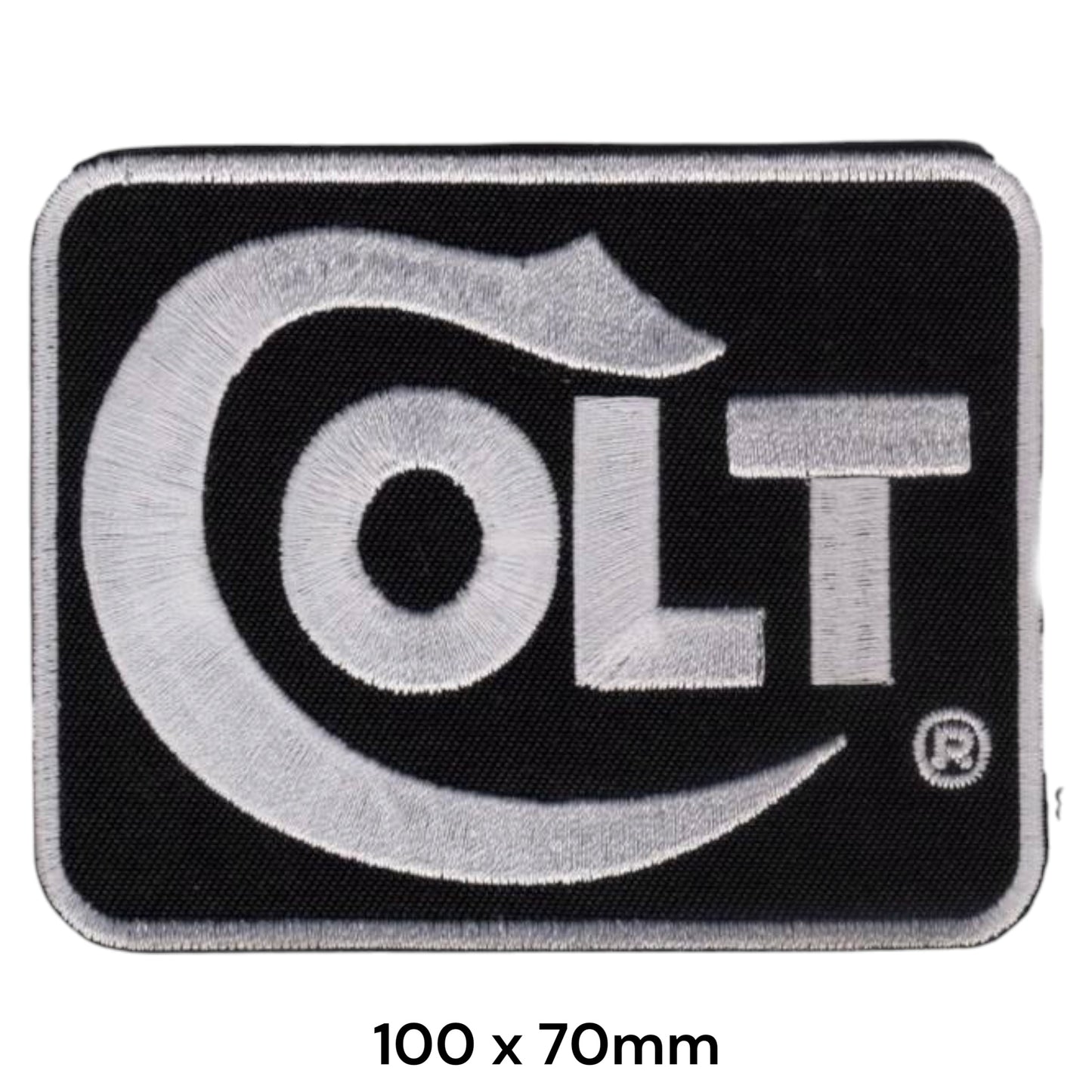 Colt Firearms Logo Embroidered Patch 100x70mm black silver