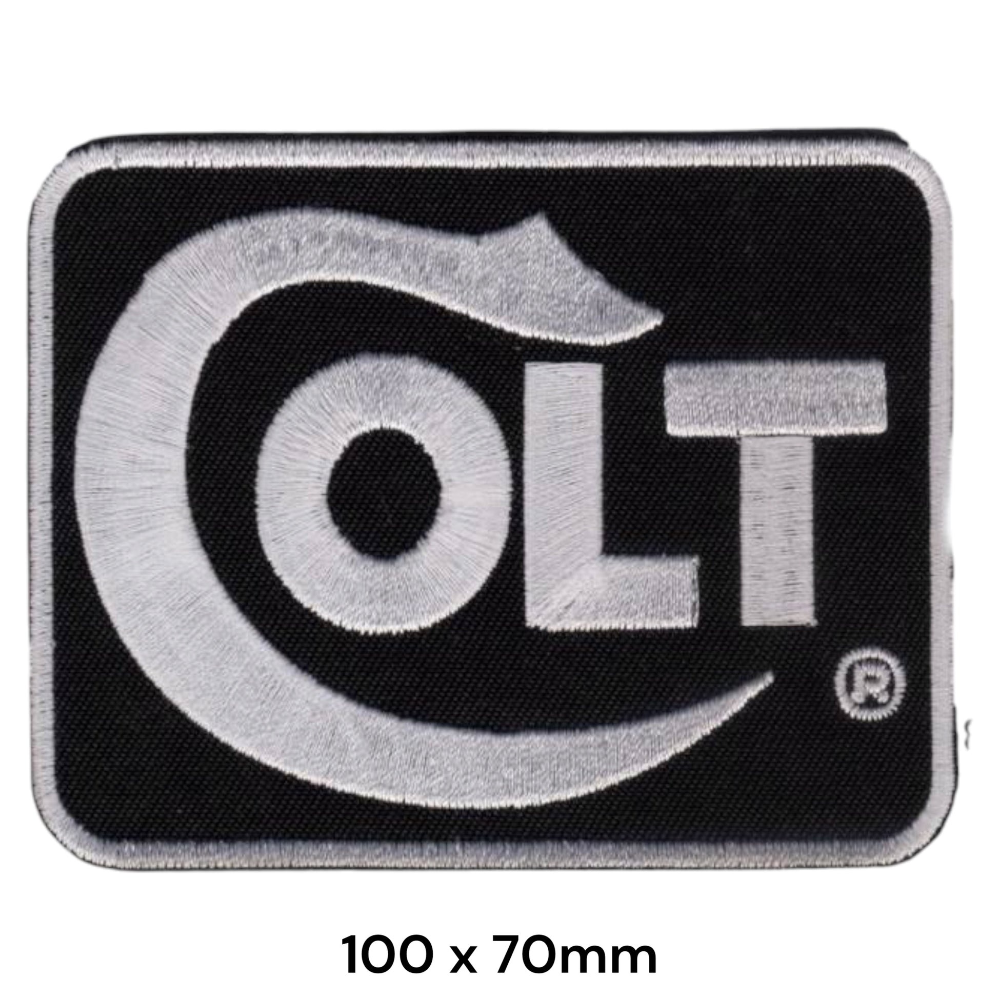 Colt Firearms Logo Embroidered Patch 100x70mm black silver