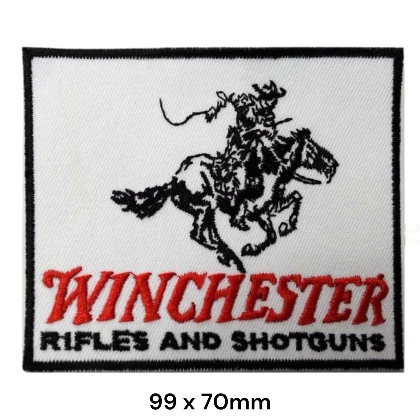 Winchester Rifles and Shotguns Cowboy Embroidered Patch 99x70mm white red black