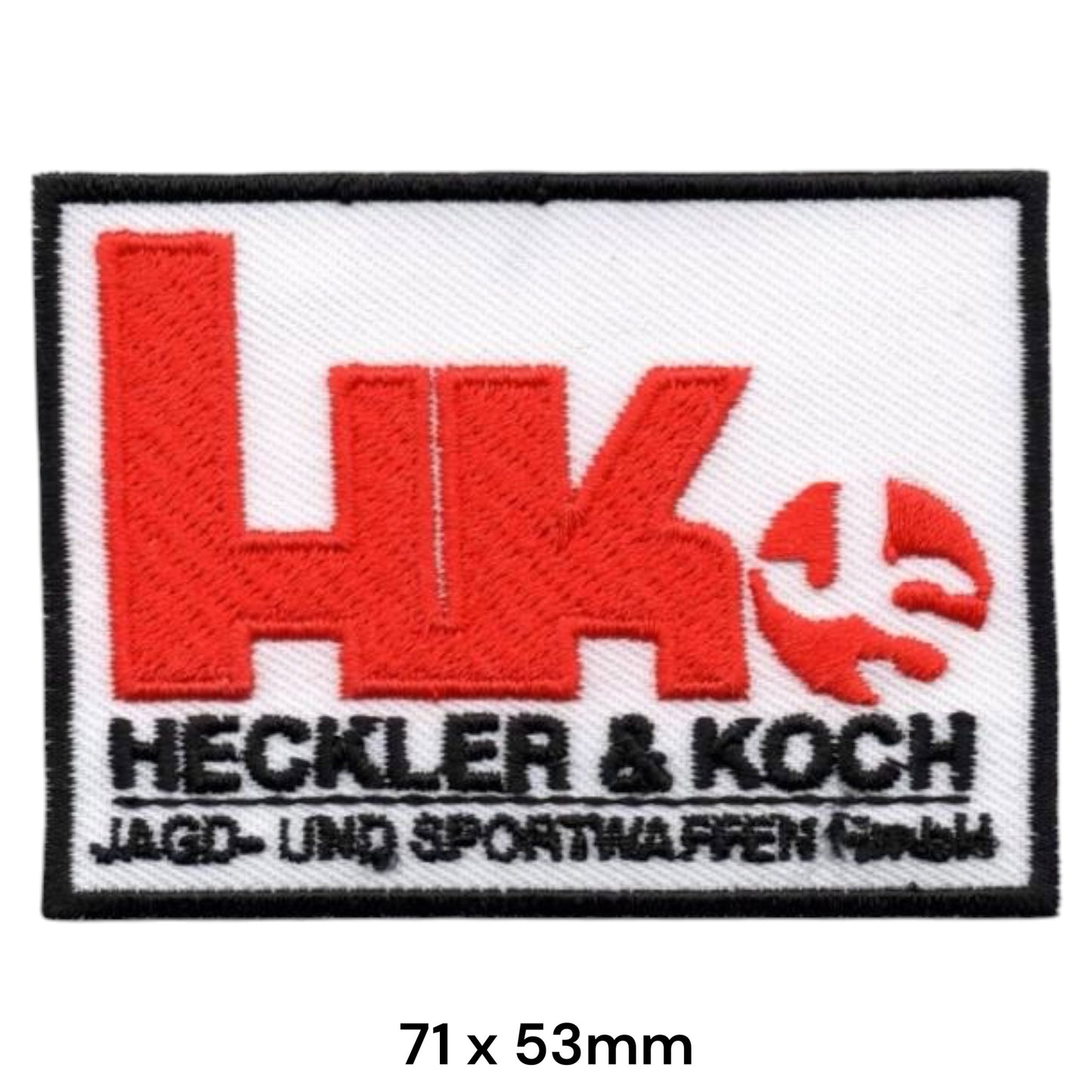 Heckler & Koch Jagd- und Sportwaffen GmbH Vintage Embroidered Patch 71x53mm white red black