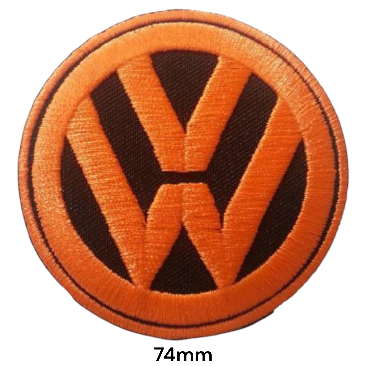 Volkswagen VW Logo Round Embroidered Patch 74mm orange black
