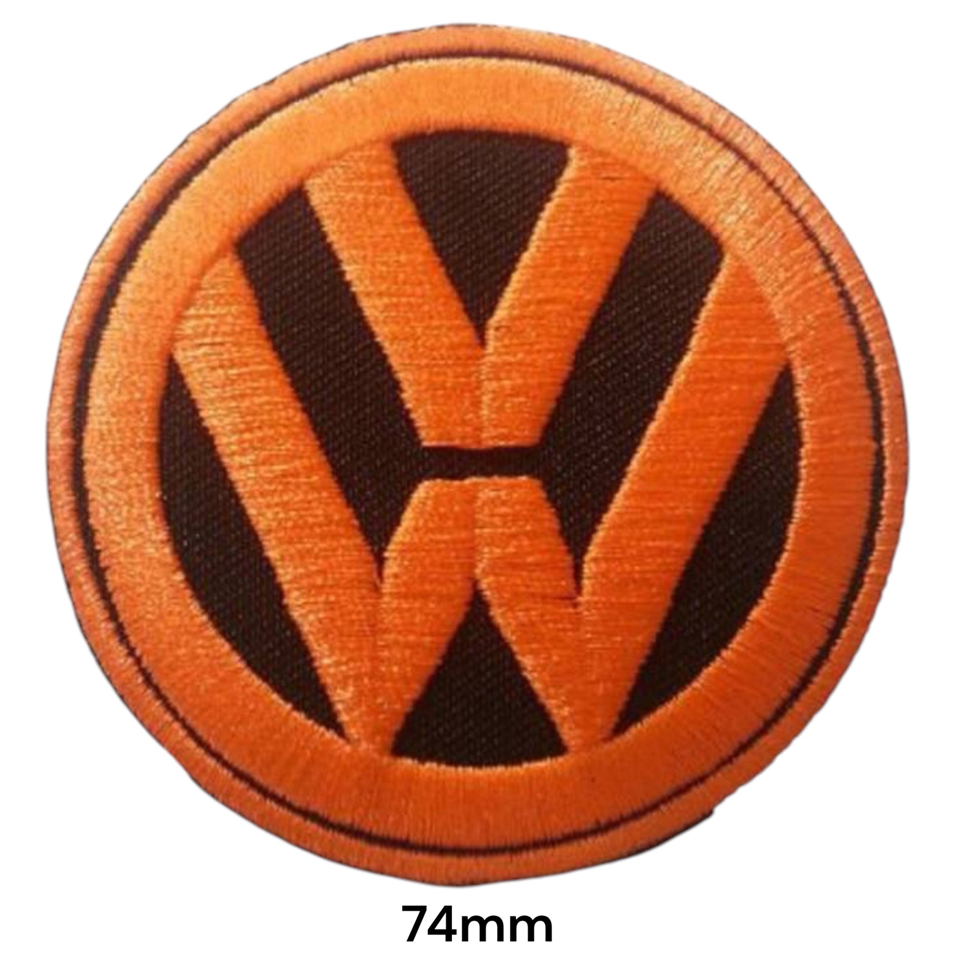 Volkswagen VW Logo Round Embroidered Patch 74mm orange black