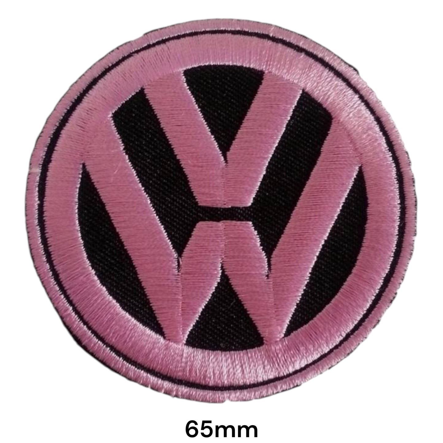 Volkswagen VW Logo Round Embroidered Patch 65mm pink black