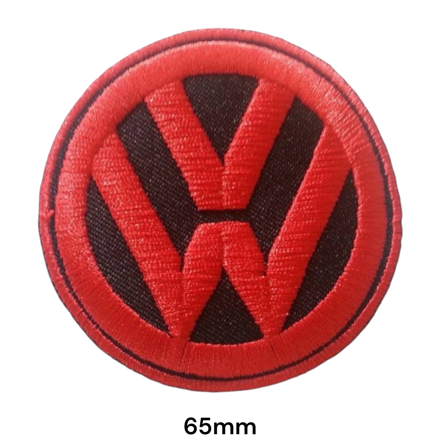 Volkswagen VW Logo Round Embroidered Patch 65mm red black