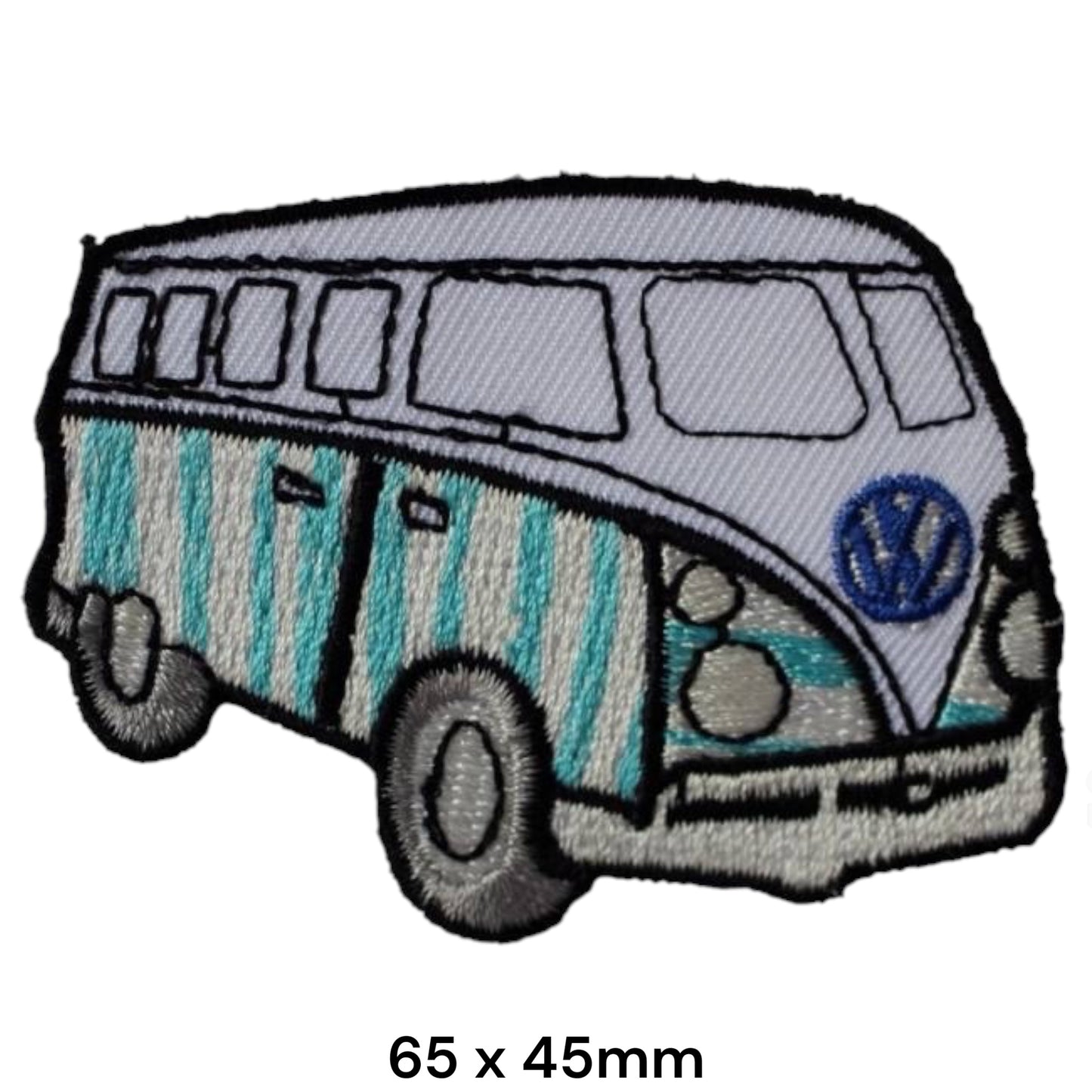 Volkswagen VW T1 Bulli Campervan White Turquoise Embroidered Patch 65x45mm