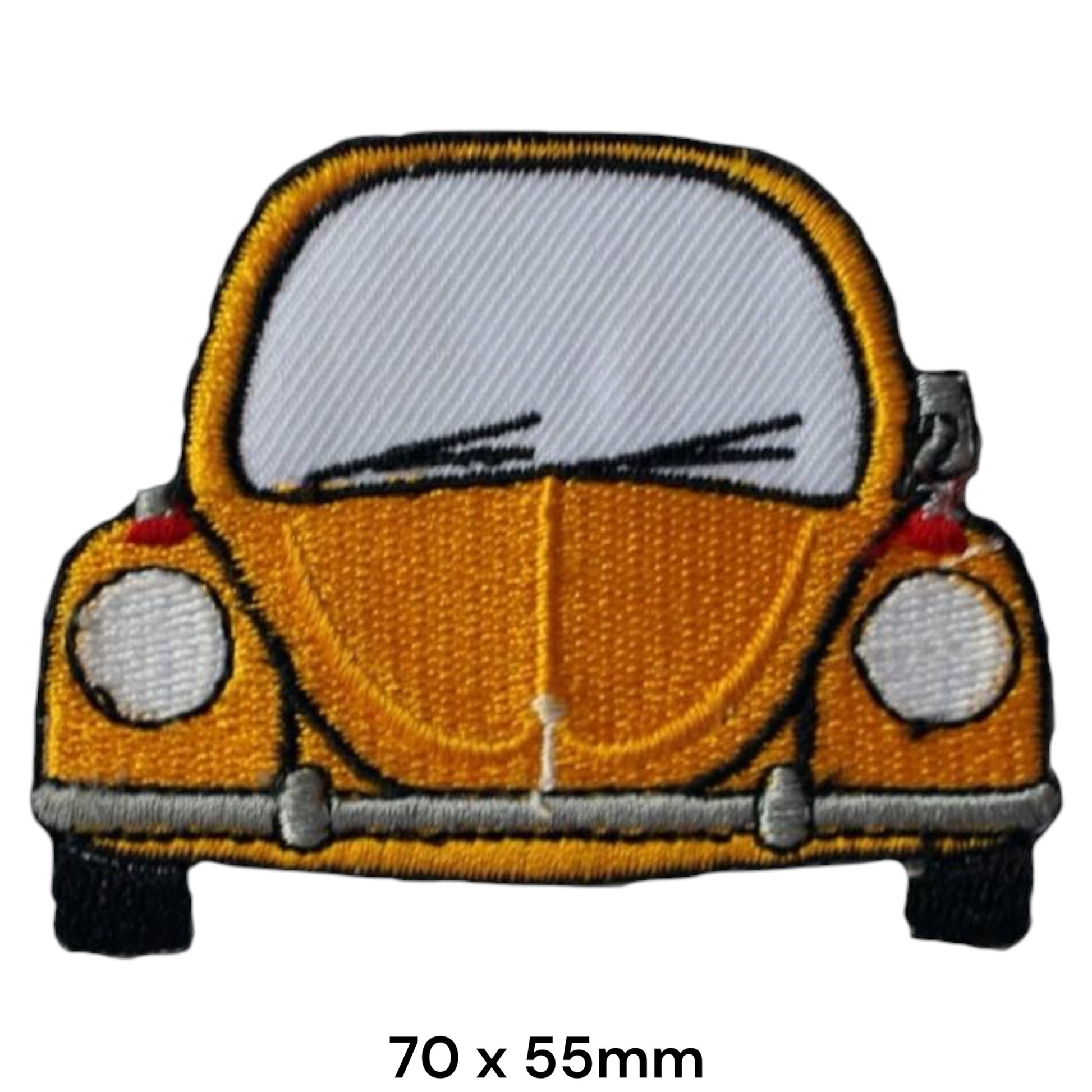 Volkswagen VW Beetle Front View Yellow Orange Embroidered Patch 70x55mm