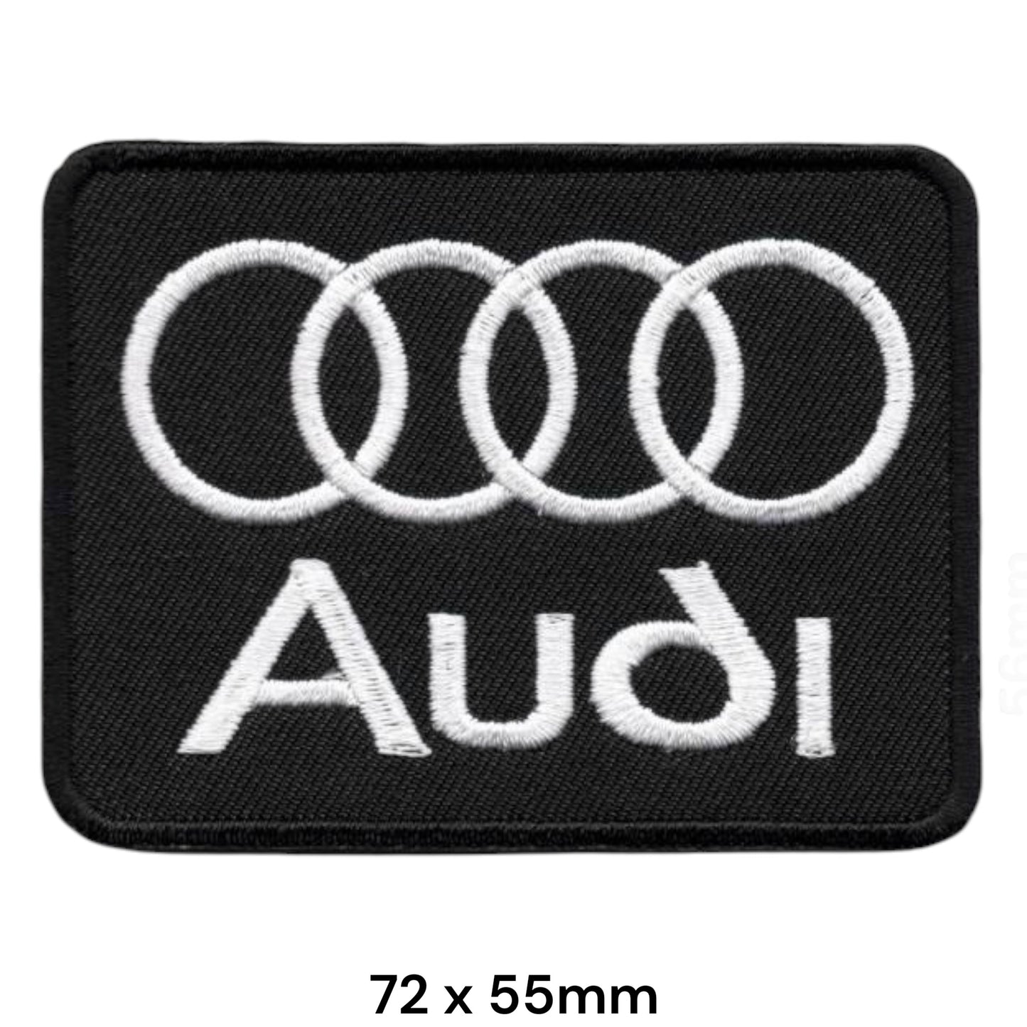 Audi Four Rings Rectangular Embroidered Patch 72x55mm black white