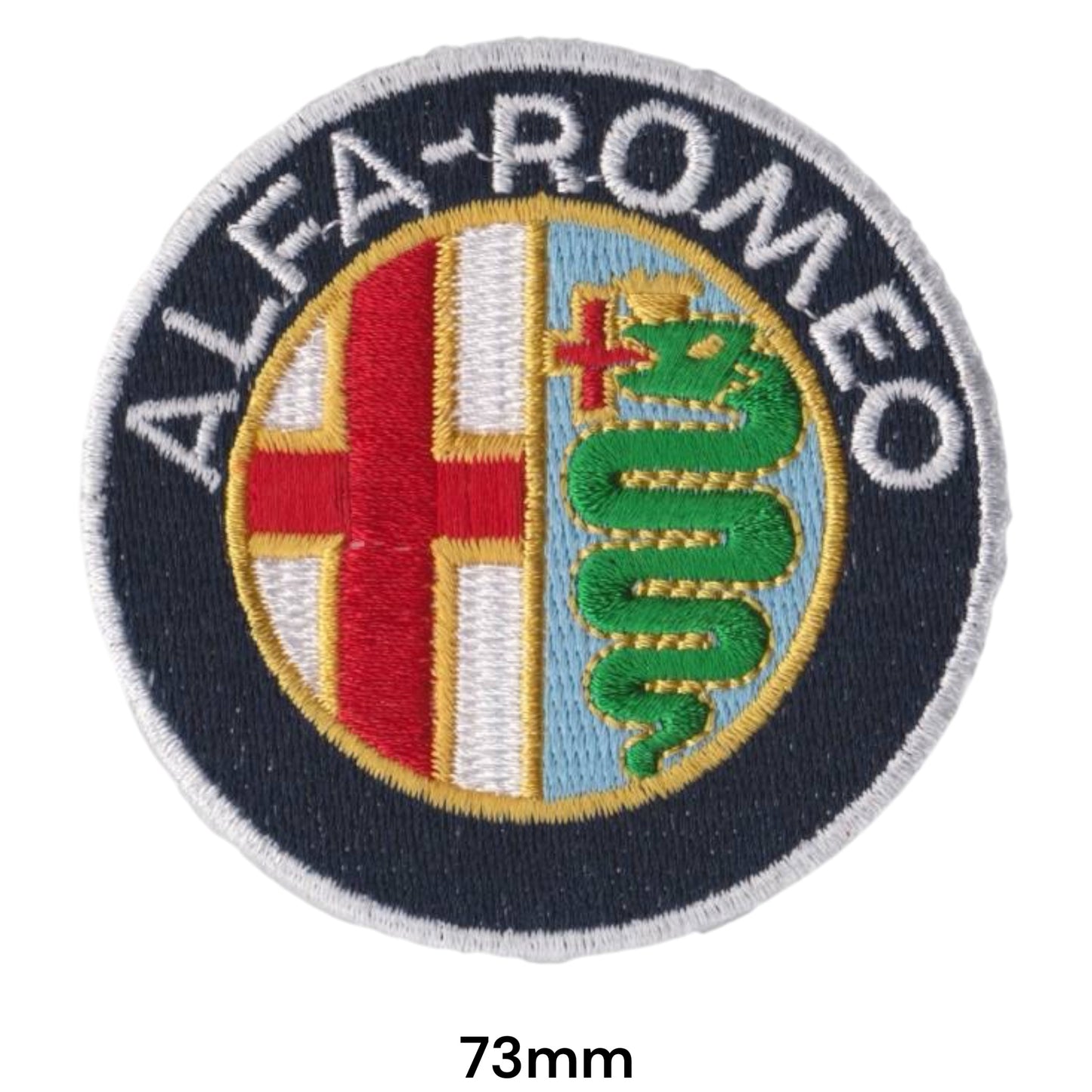 Alfa Romeo Logo Round Embroidered Patch 73mm navy silver
