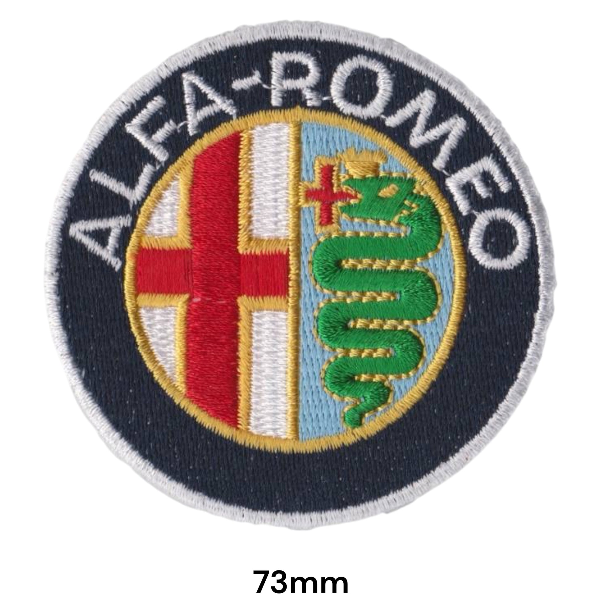 Alfa Romeo Logo Round Embroidered Patch 73mm navy silver