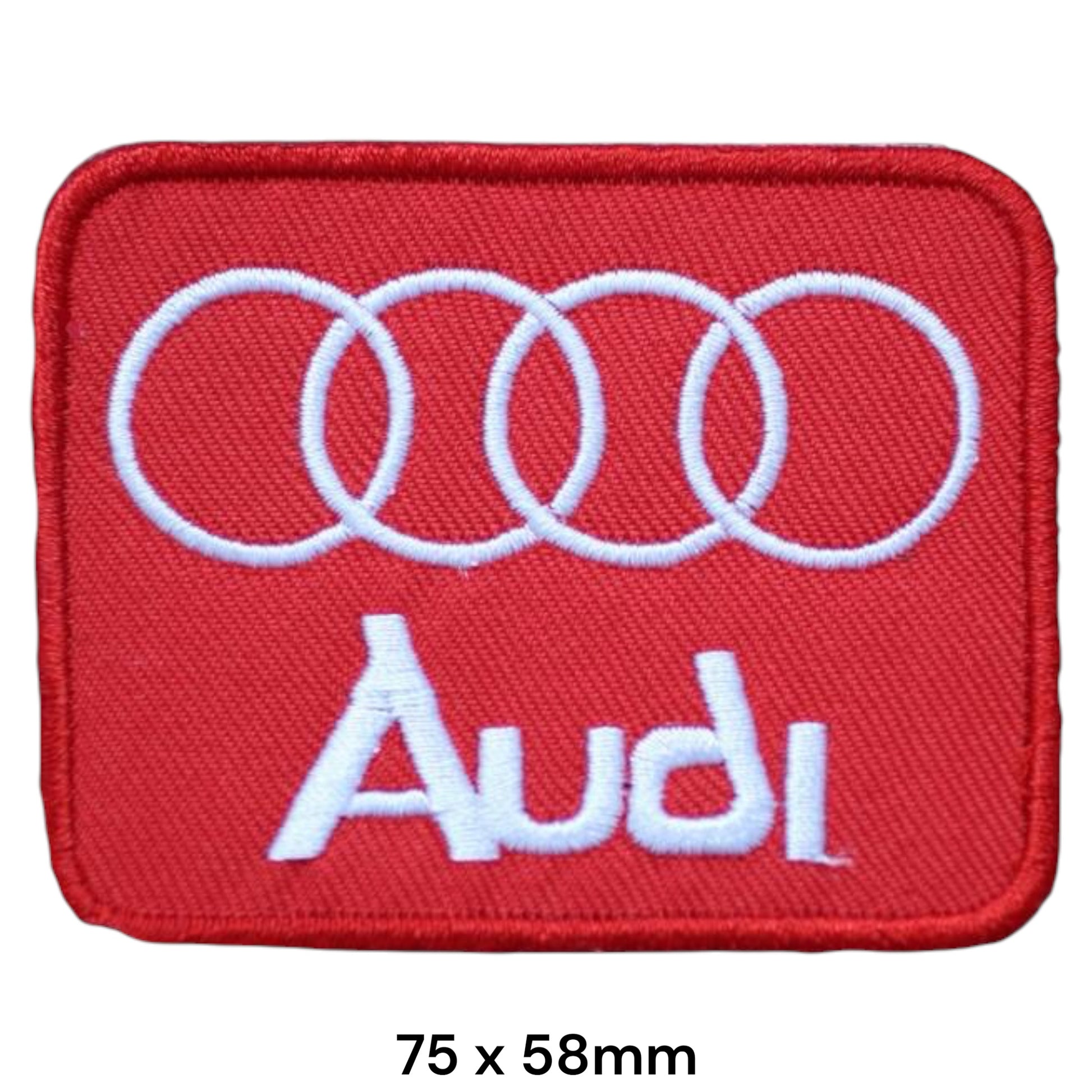 Audi Four Rings Red & White Embroidered Patch 75x58mm