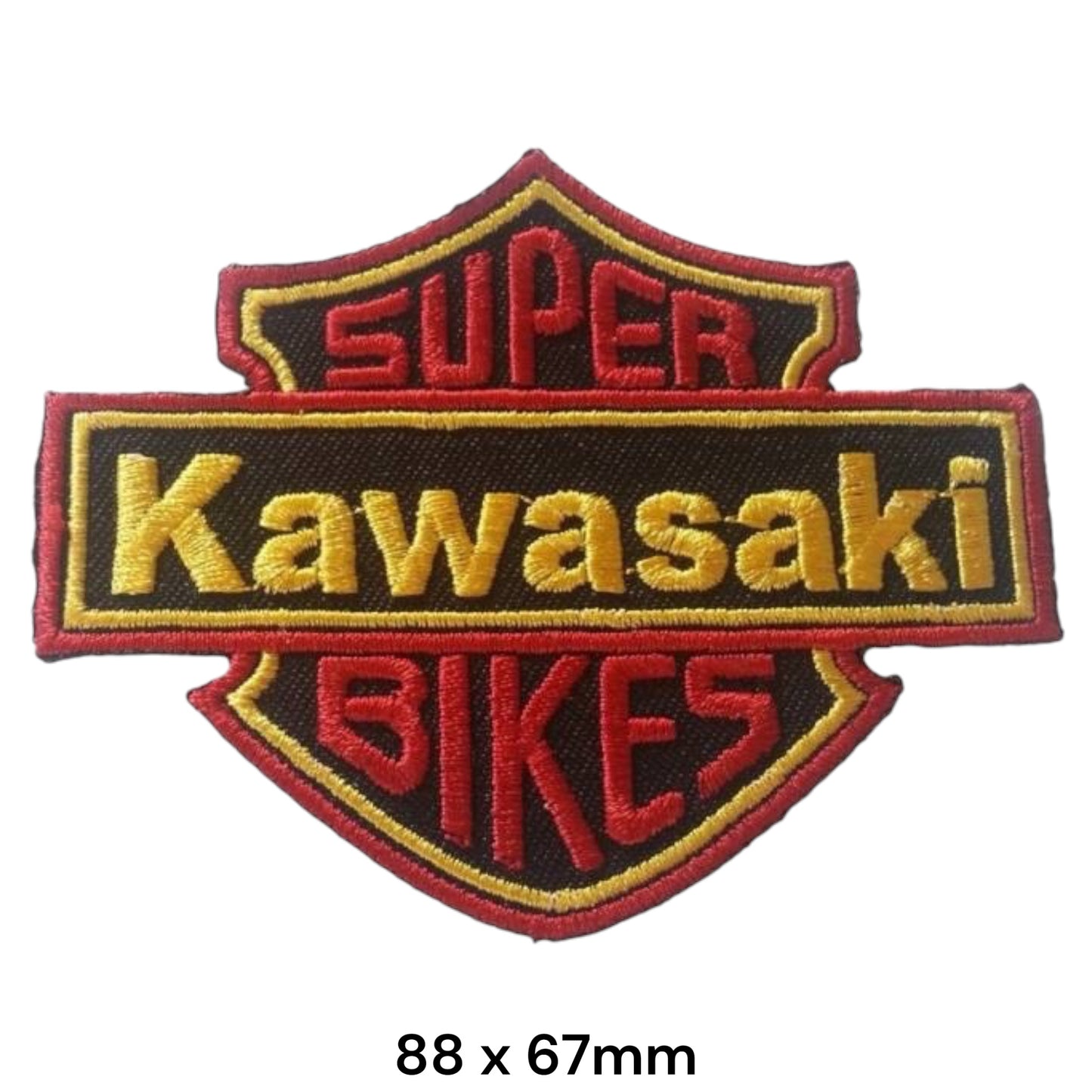 Super Kawasaki Bikes Shield Embroidered Patch 88x67mm