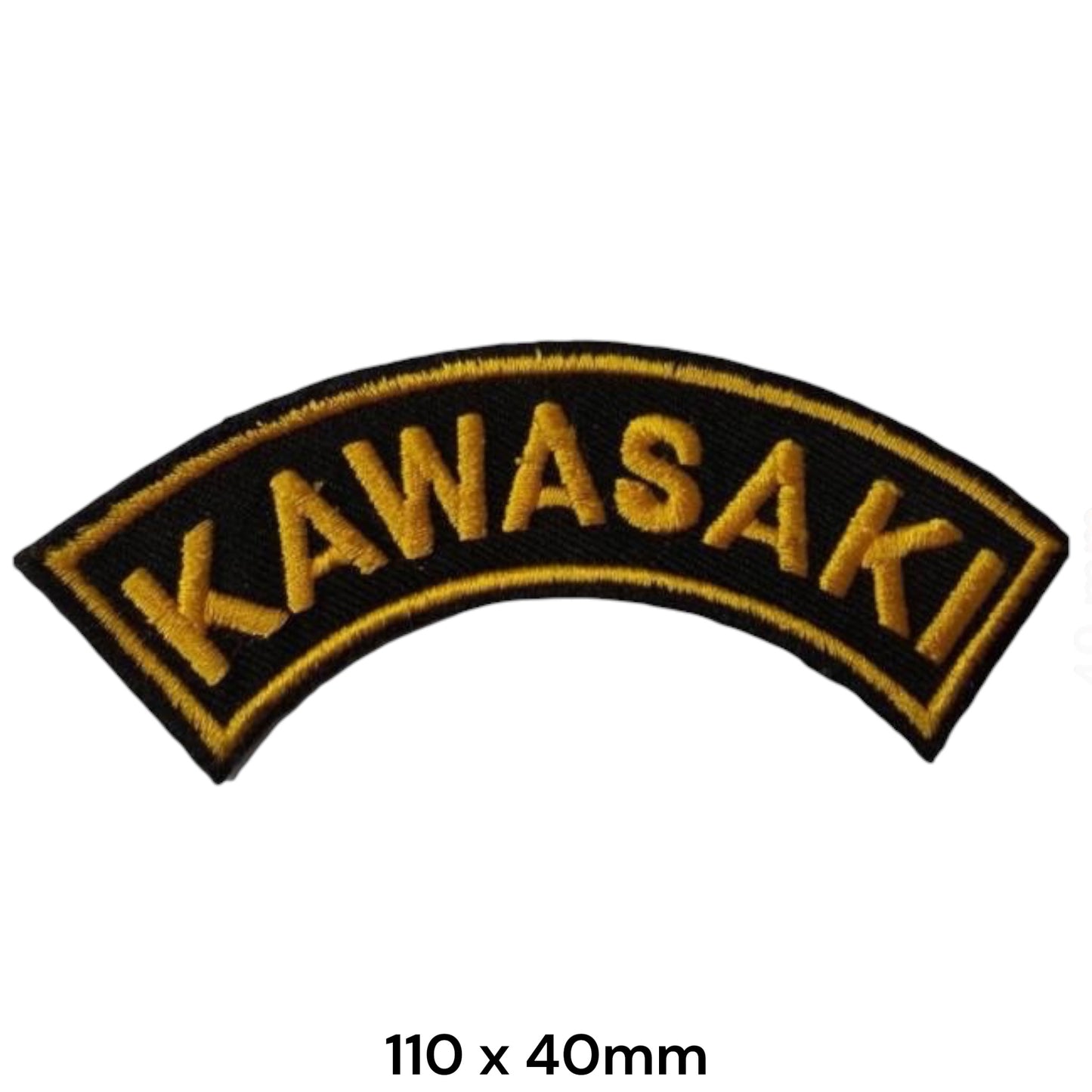 Kawasaki Rocker Arc Embroidered Patch 110x40mm – Black & Gold