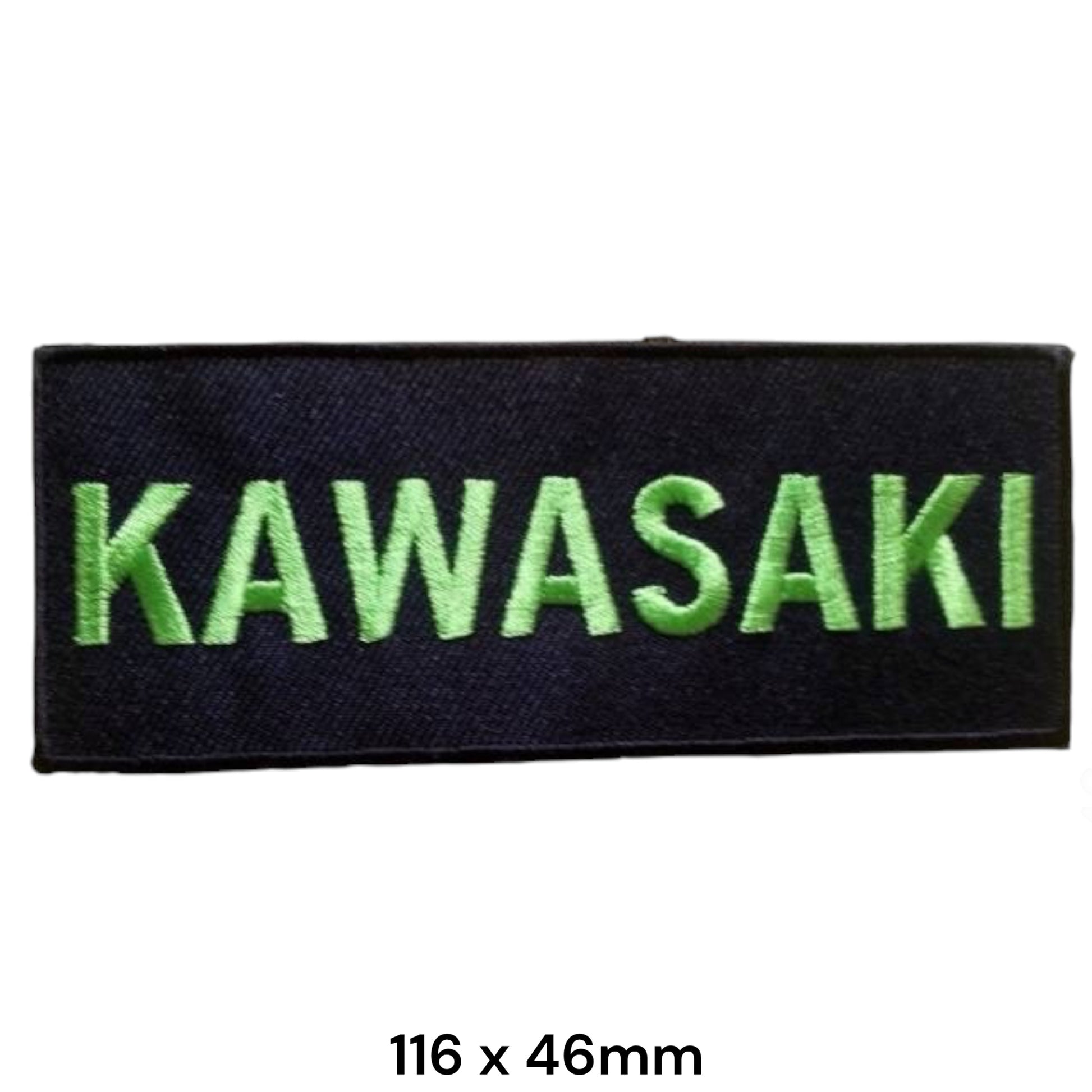 Kawasaki Green & Black Wordmark Embroidered Patch 116x46mm
