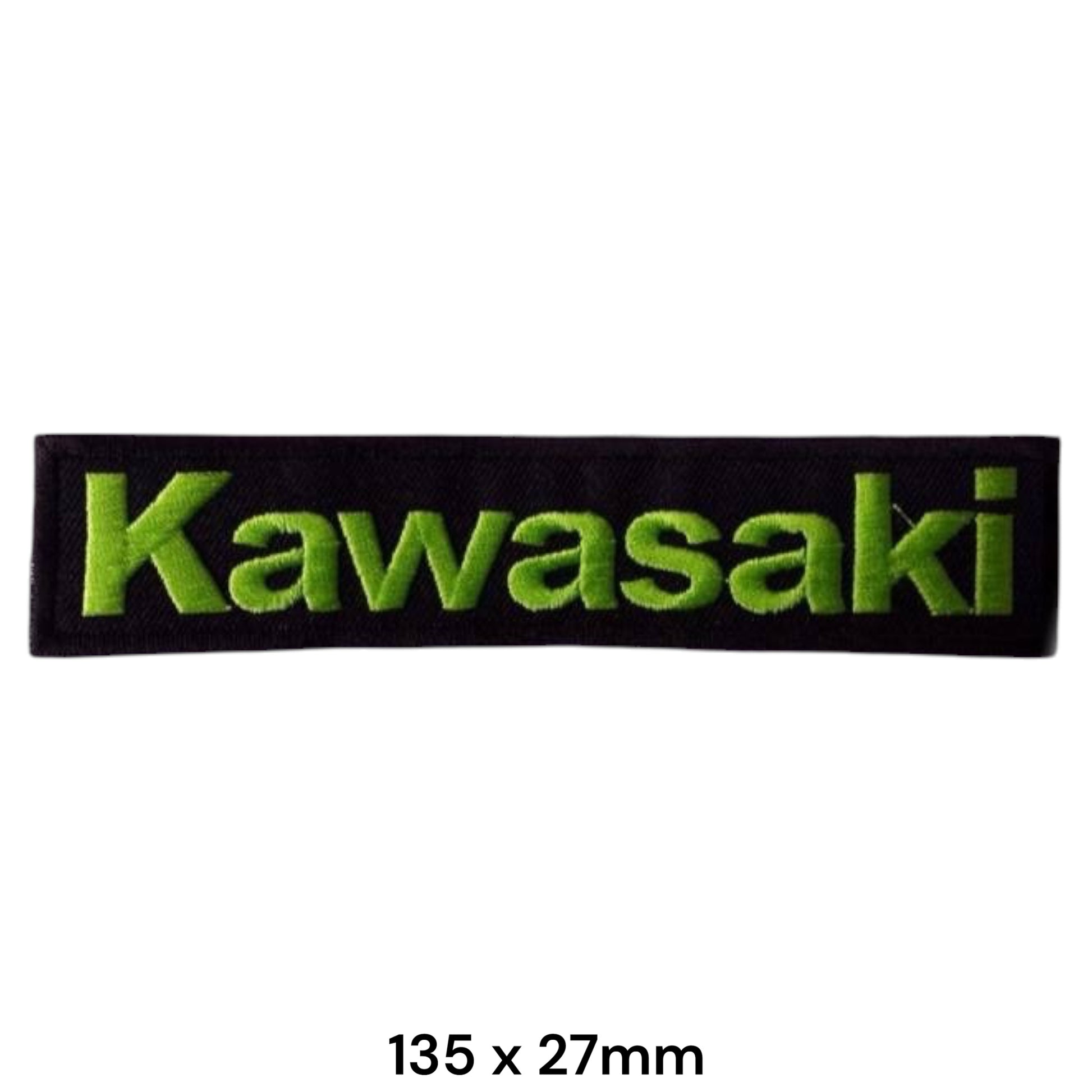 Kawasaki Script Black & Green Embroidered Patch 135x27mm