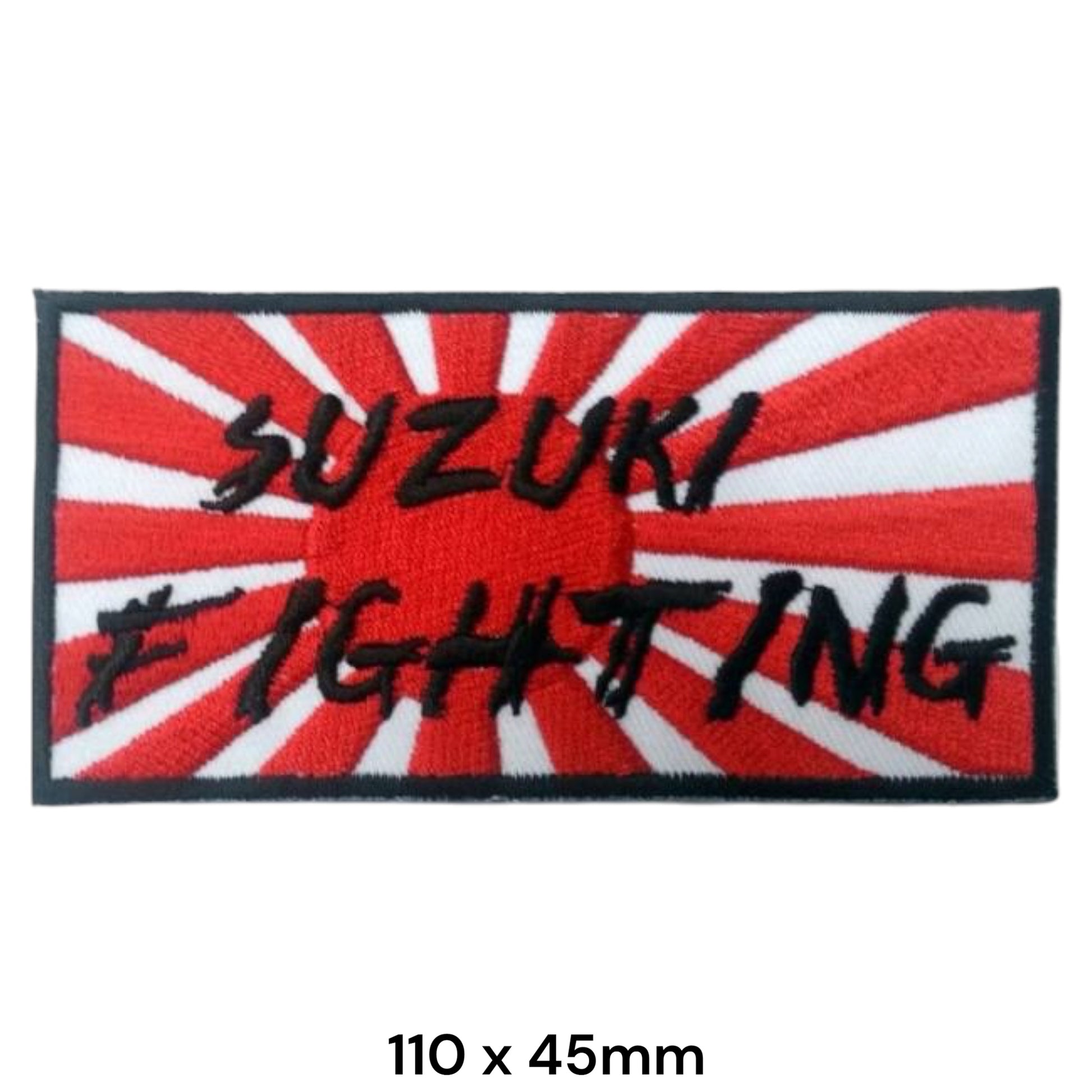 Suzuki Fighting Rising Sun Embroidered Patch 110x45mm – Red, White & Black
