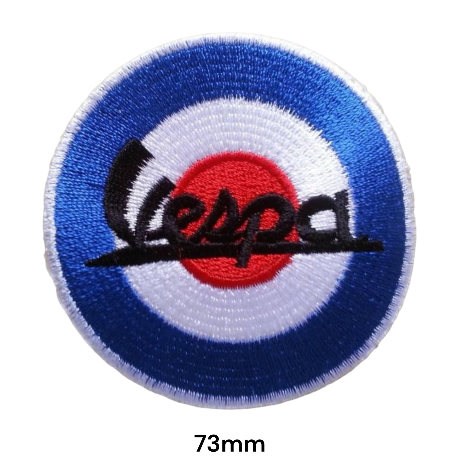 Vespa Mod Target Round Embroidered Patch 73mm – Blue, White & Red