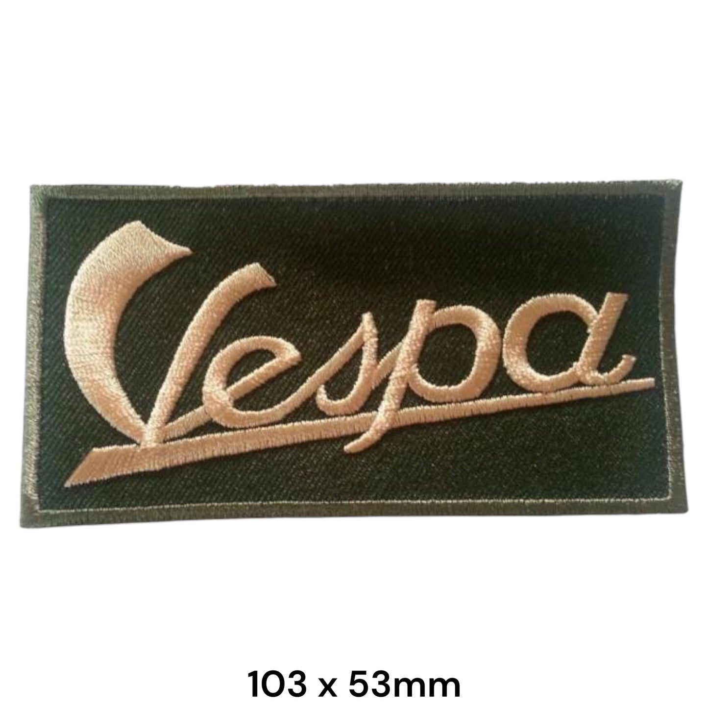Vespa Script Black & Gold Embroidered Patch 103x53mm
