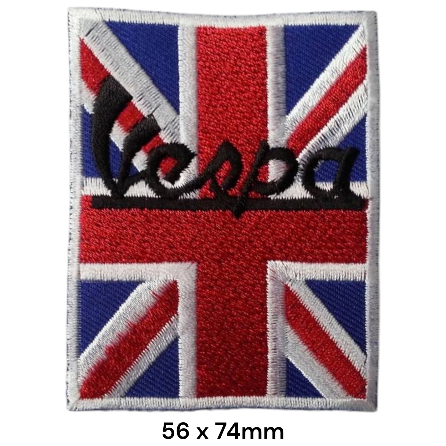 Vespa Union Jack Embroidered Patch 56x74mm – Red, White, Blue & Black