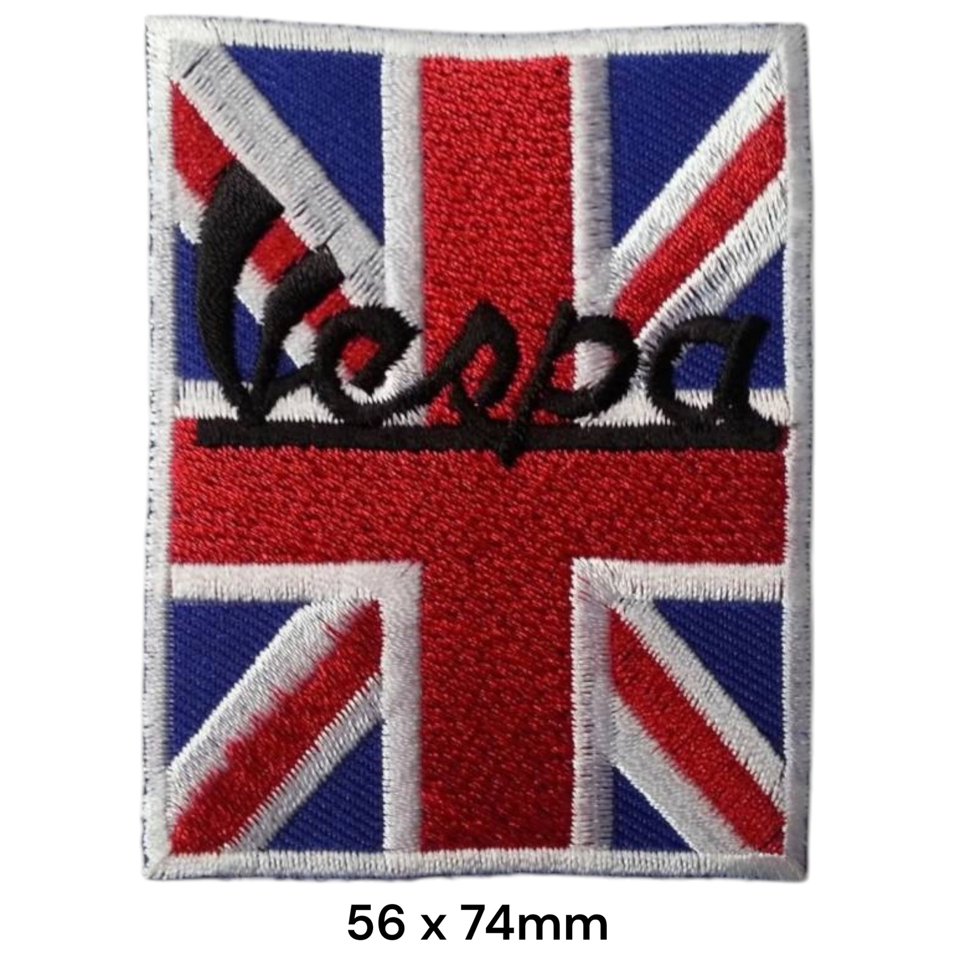 Vespa Union Jack Embroidered Patch 56x74mm – Red, White, Blue & Black