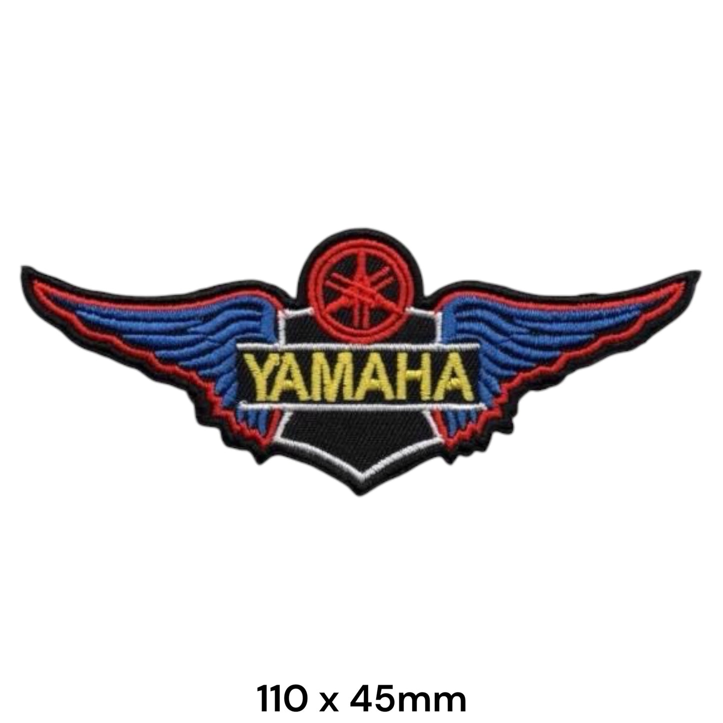 Yamaha Wings Embroidered Patch 110x45mm – Black, Blue, Red & Yellow