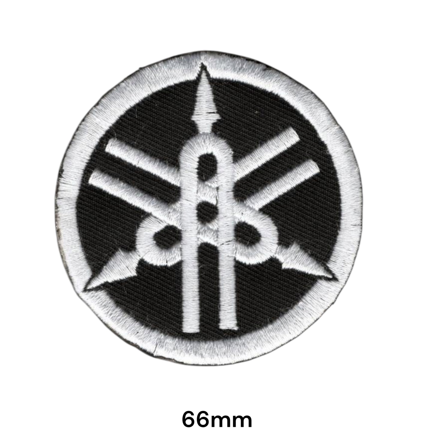 Yamaha Tuning Fork Round Embroidered Patch 66mm – Black & White