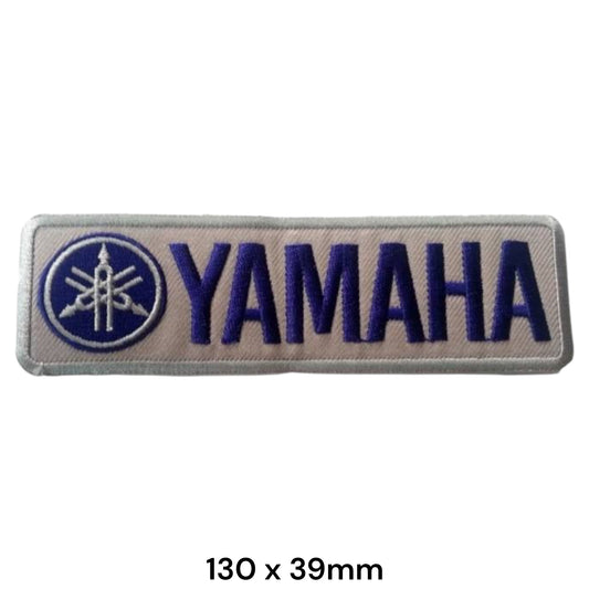 Yamaha Blue Wordmark Bar Embroidered Patch 130x39mm – White, Blue & Silver