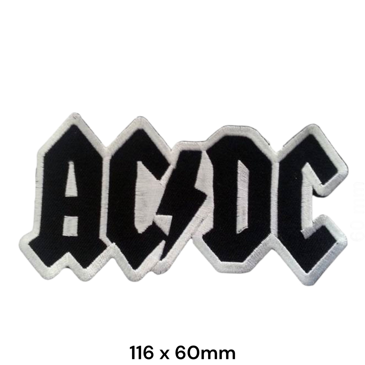 AC/DC Logo Embroidered Patch 116x60mm – Black & White