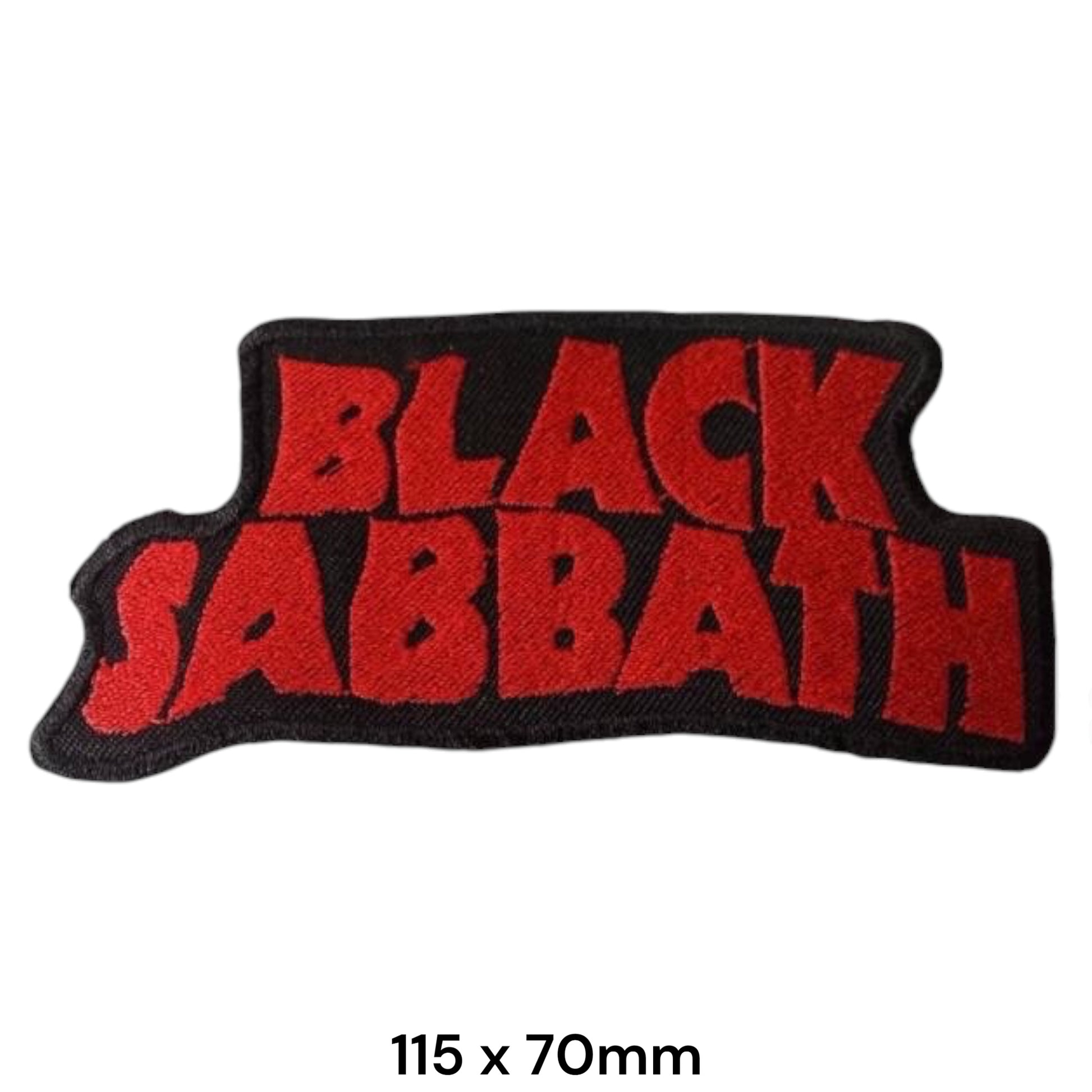 Black Sabbath Block Logo Embroidered Patch 115x70mm – Black & Red