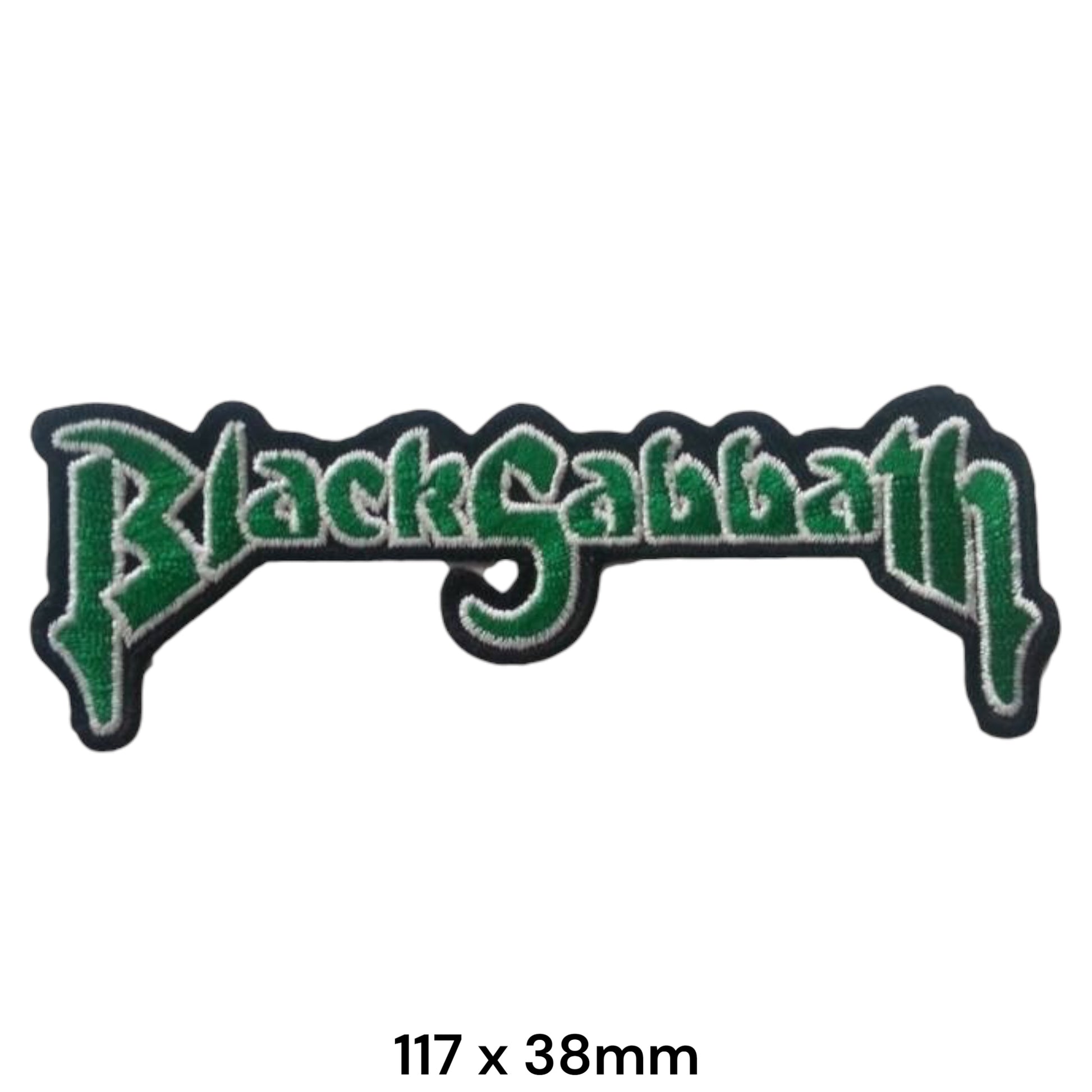 Black Sabbath Green Gothic Logo Embroidered Patch 117x38mm – Black, Green & White