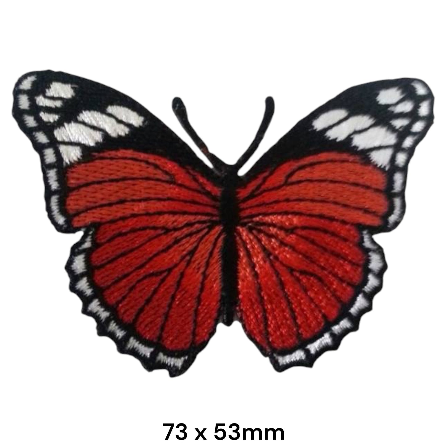 Red Butterfly Embroidered Patch 73x53mm – Red, Black & White