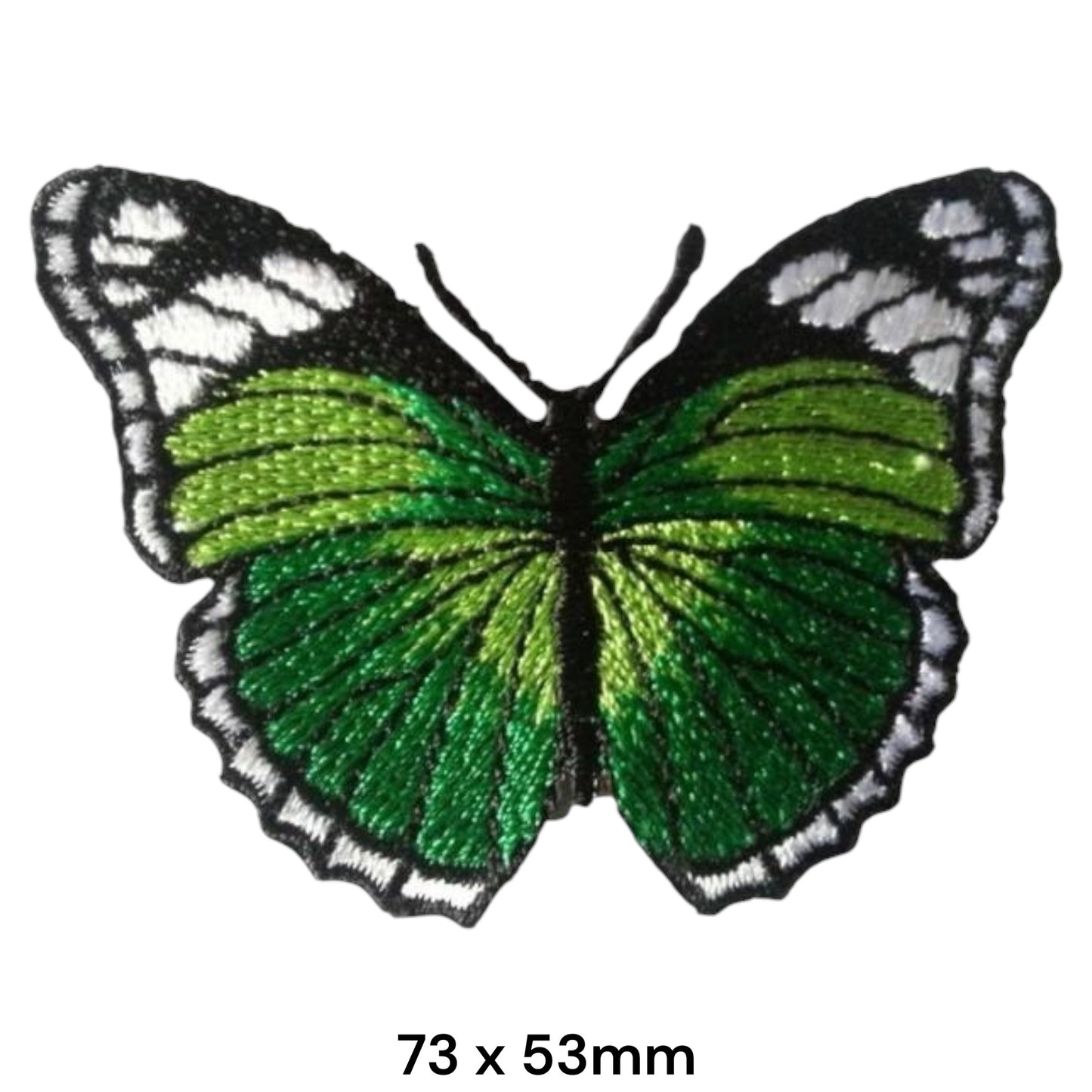 Green Butterfly Embroidered Patch 73x53mm – Green, Black & White