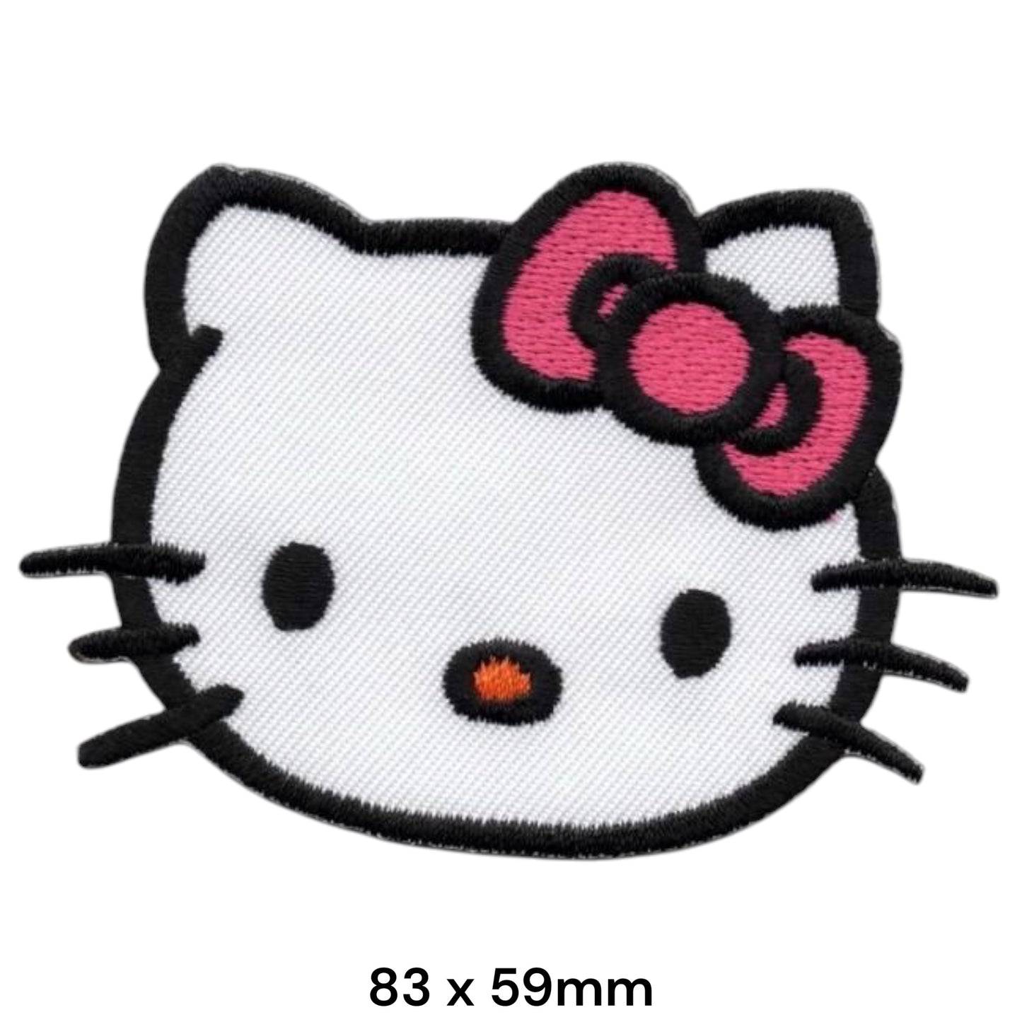 Hello Kitty Pink Bow Embroidered Patch 83x59mm – White, Black & Pink