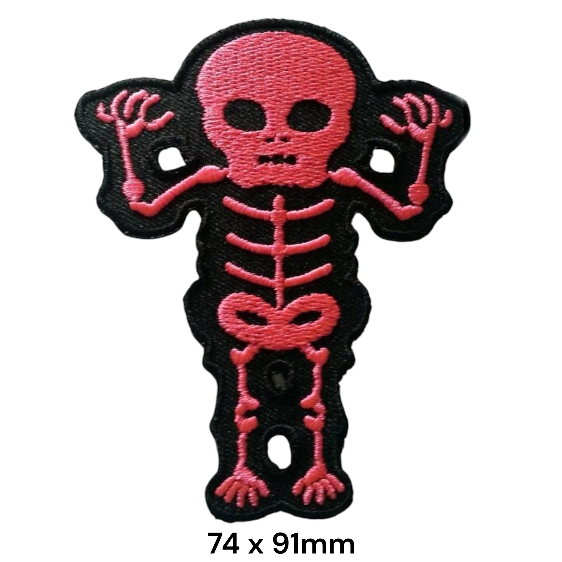 Pink Skeleton Baby Embroidered Patch 74x91mm – Pink & Black