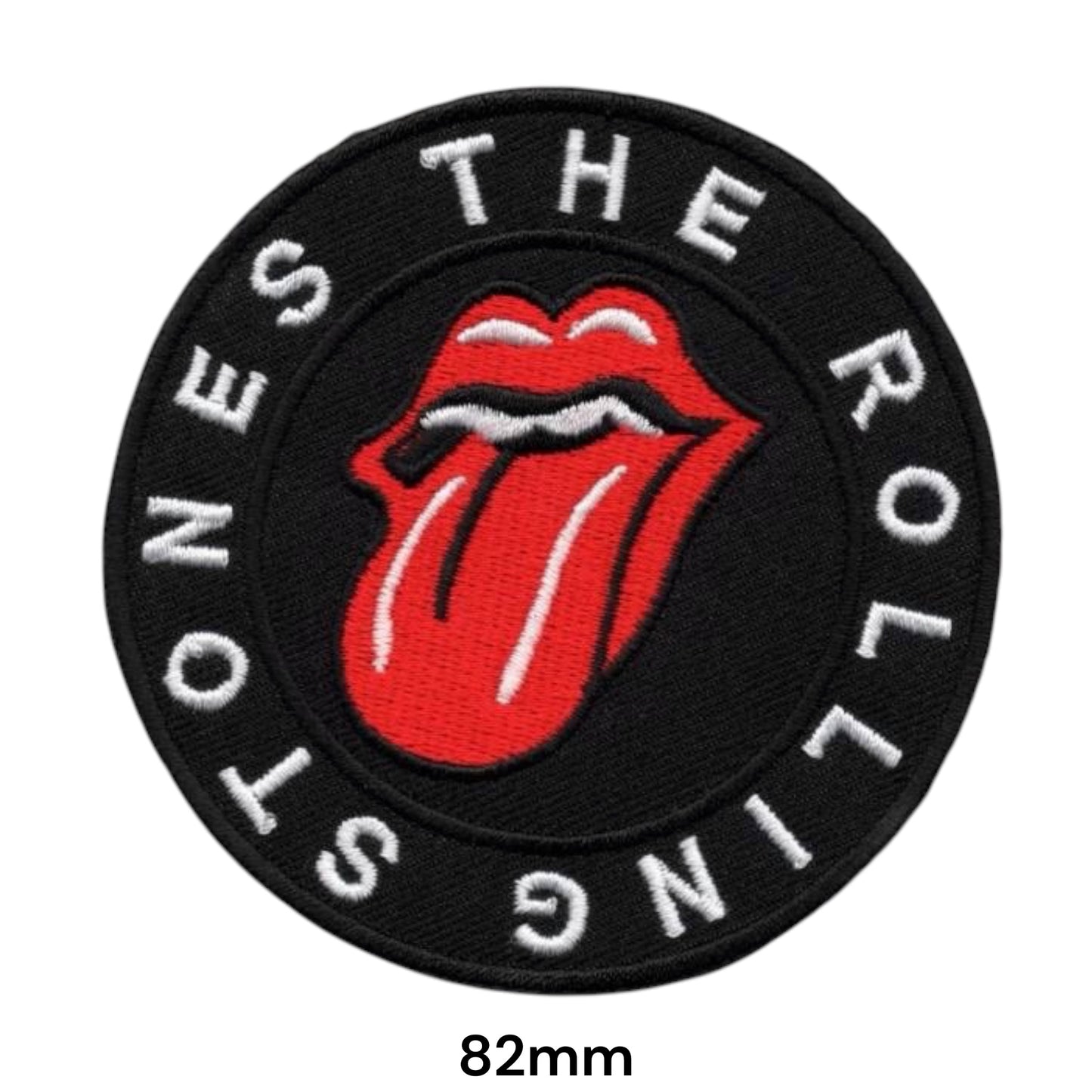 The Rolling Stones Tongue Logo Embroidered Patch 82x82mm – Black, Red & White