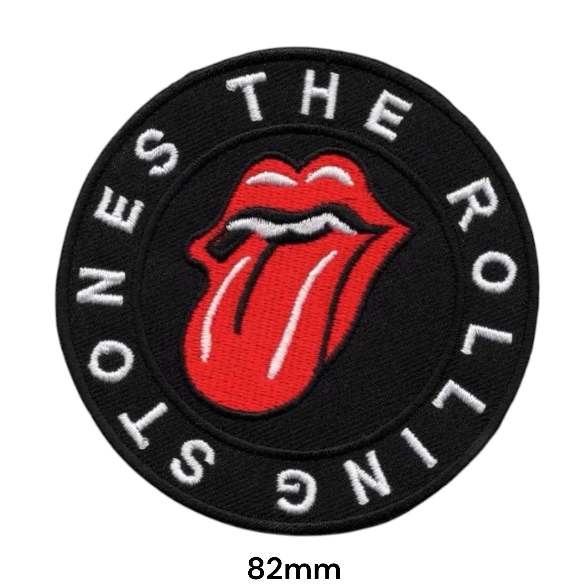 The Rolling Stones Tongue Logo Embroidered Patch 82x82mm – Black, Red & White