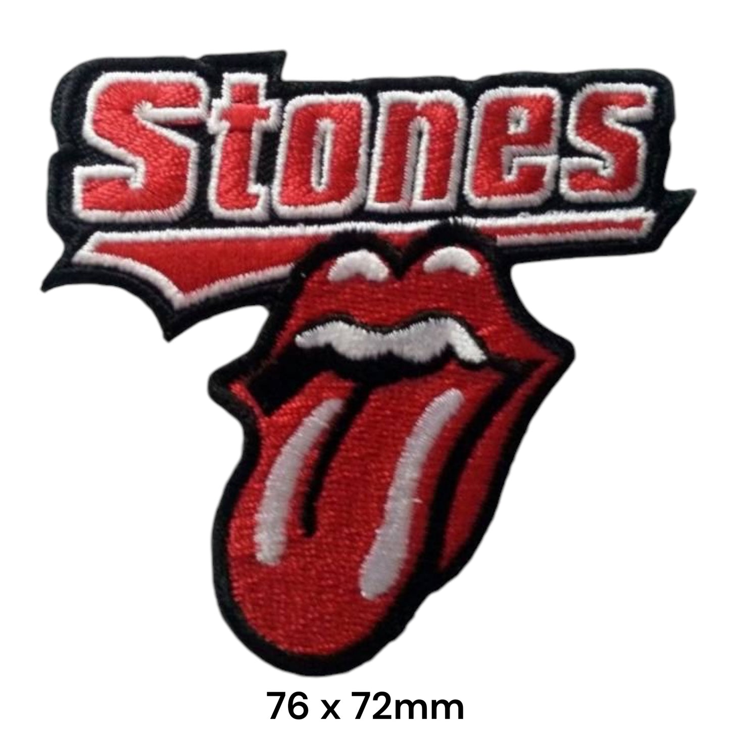 Stones Tongue Logo Embroidered Patch 76x72mm – Red, White & Black