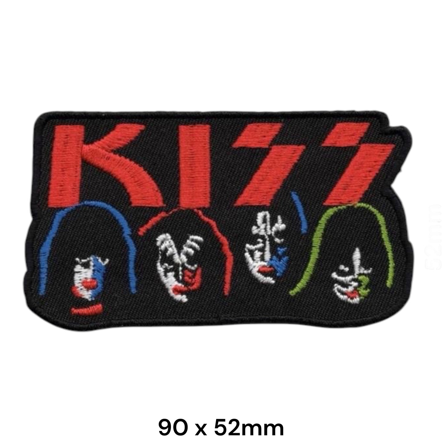 KISS Band Faces Embroidered Patch 90x52mm – Black, Red, Blue, Green & White
