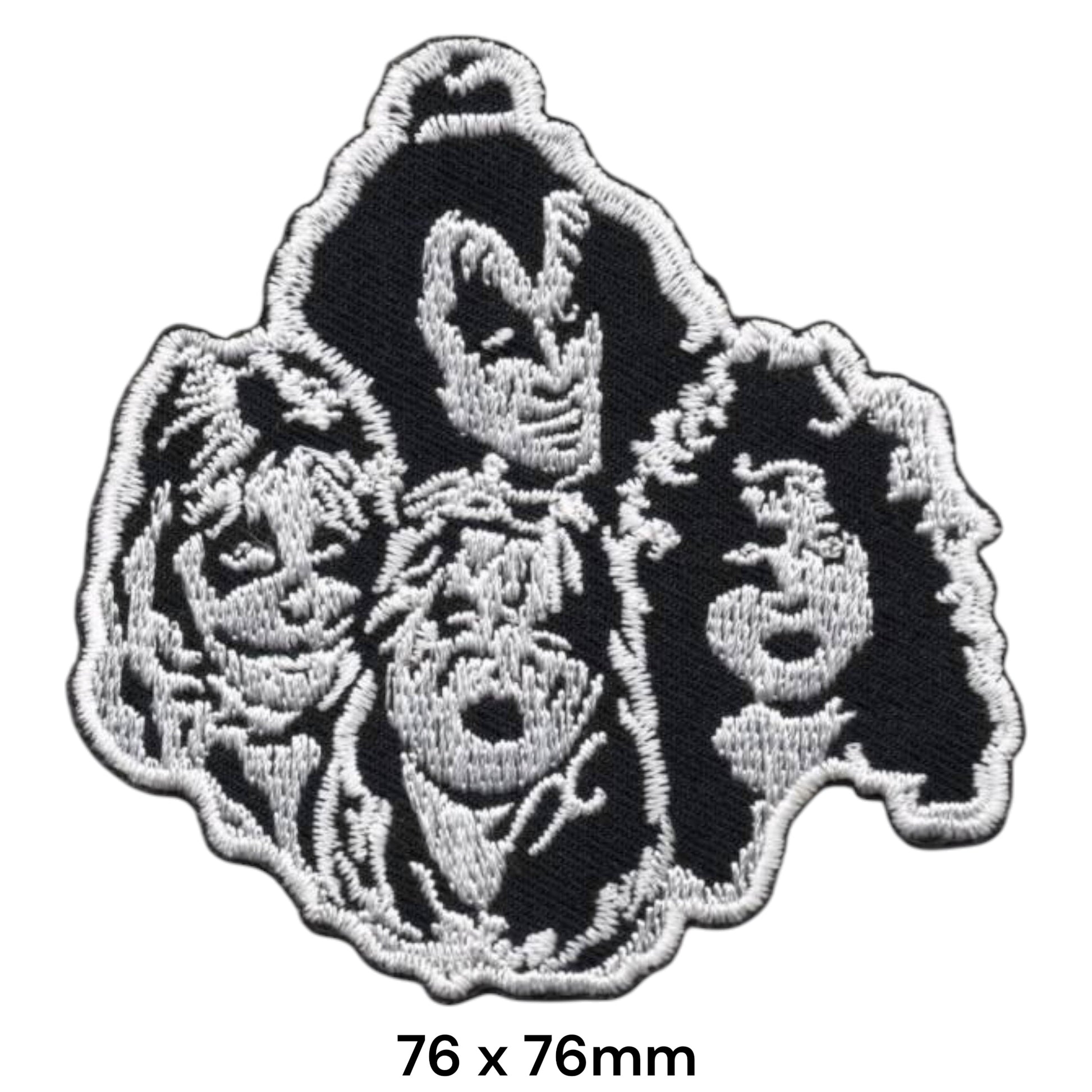 KISS Band Portraits Black White Embroidered Patch 76x76mm – Black & White