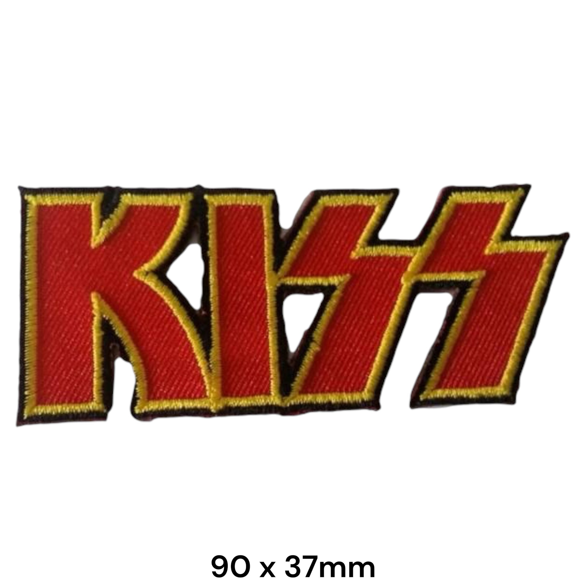 KISS Logo Classic Red Gold Embroidered Patch 90x37mm – Red, Gold & Black